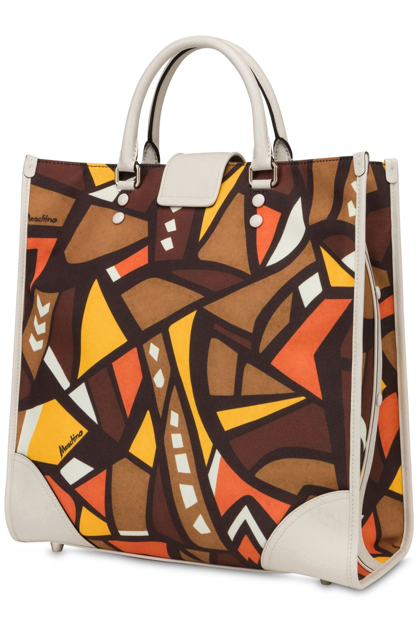 WOOD PRINT CANVAS SHOPPER BROWN 2