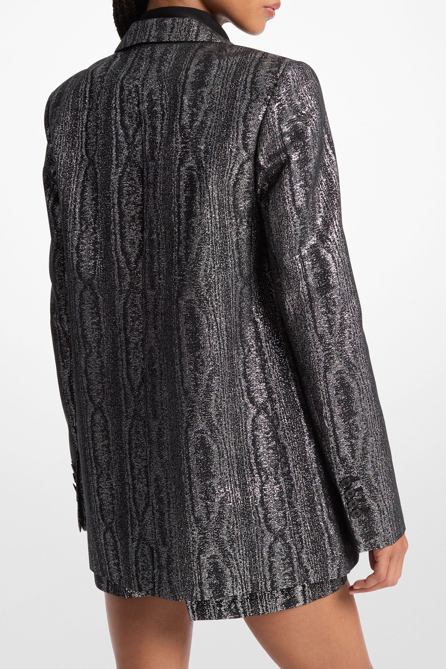 DOUBLE BREASTED OVERSIZED BLAZER IN BLACK / SILVER 2