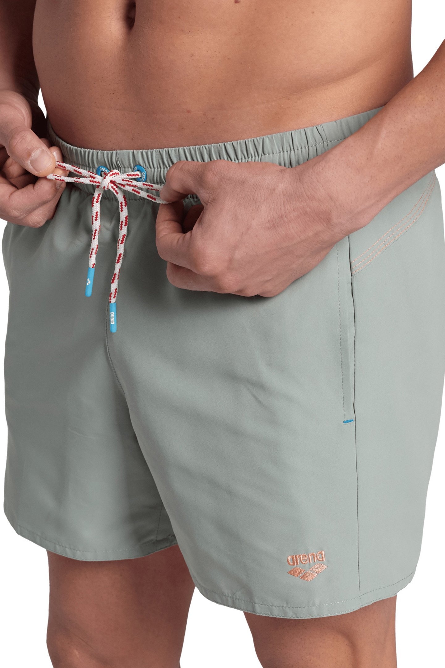 MEN'S ARENA PRO_FILE BEACH SHORT LOGO JADE-SALMON PINK 6