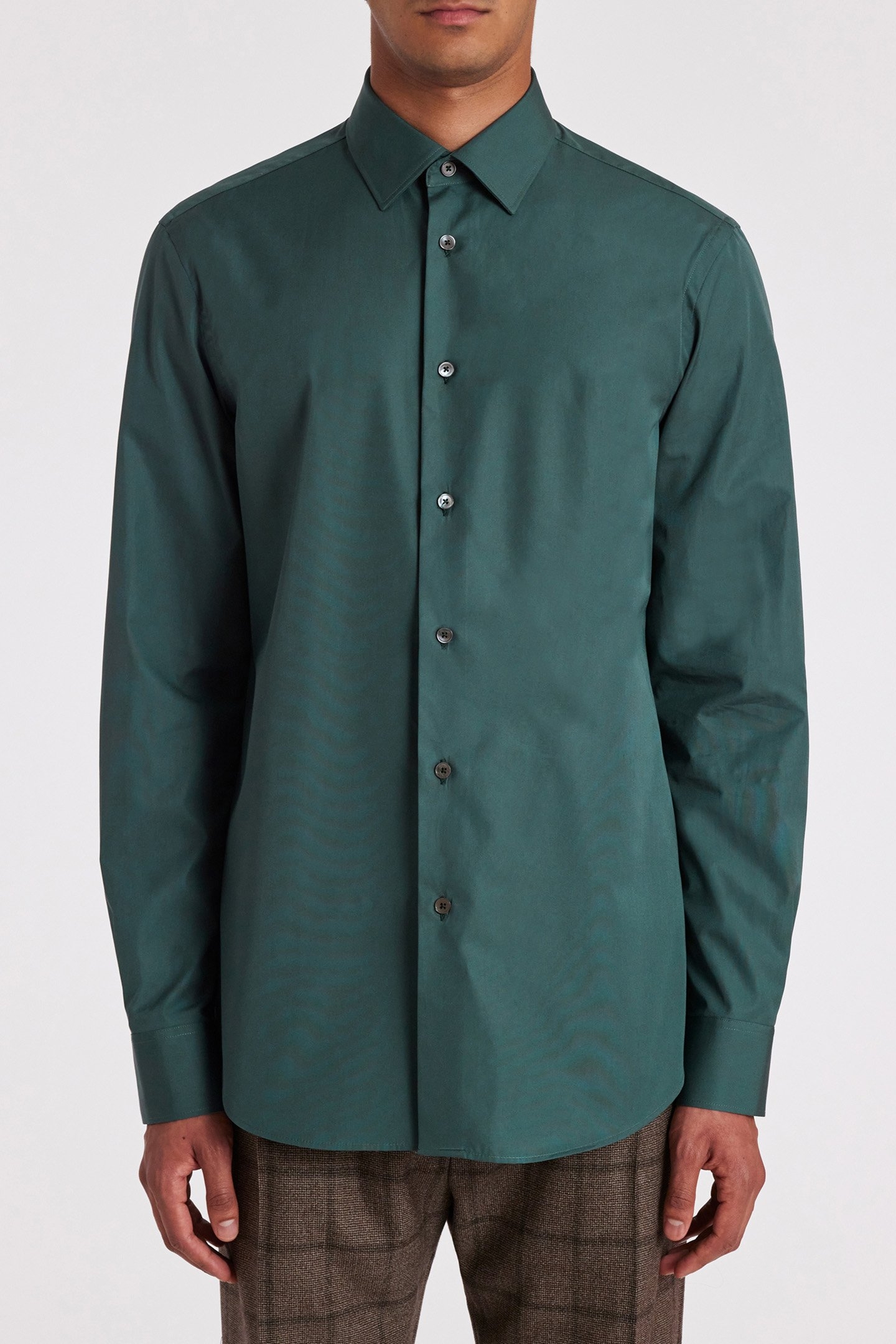 S/C TAILORED FIT SHIRT PETROL GREEN 1