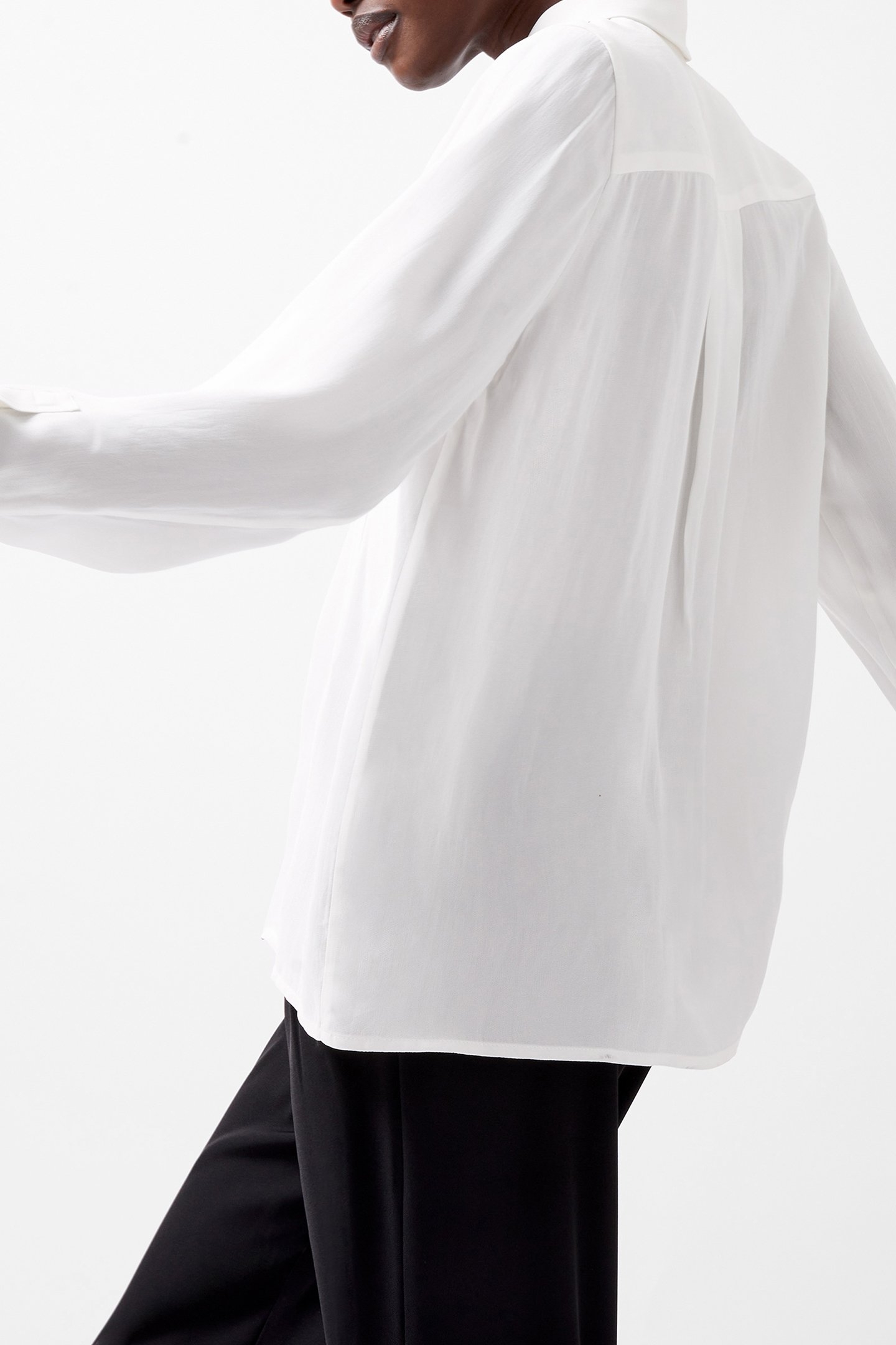 CHIARA DRAPE CONTRAST LS SHIRT LINEN WHITE/BLACKOUT 4