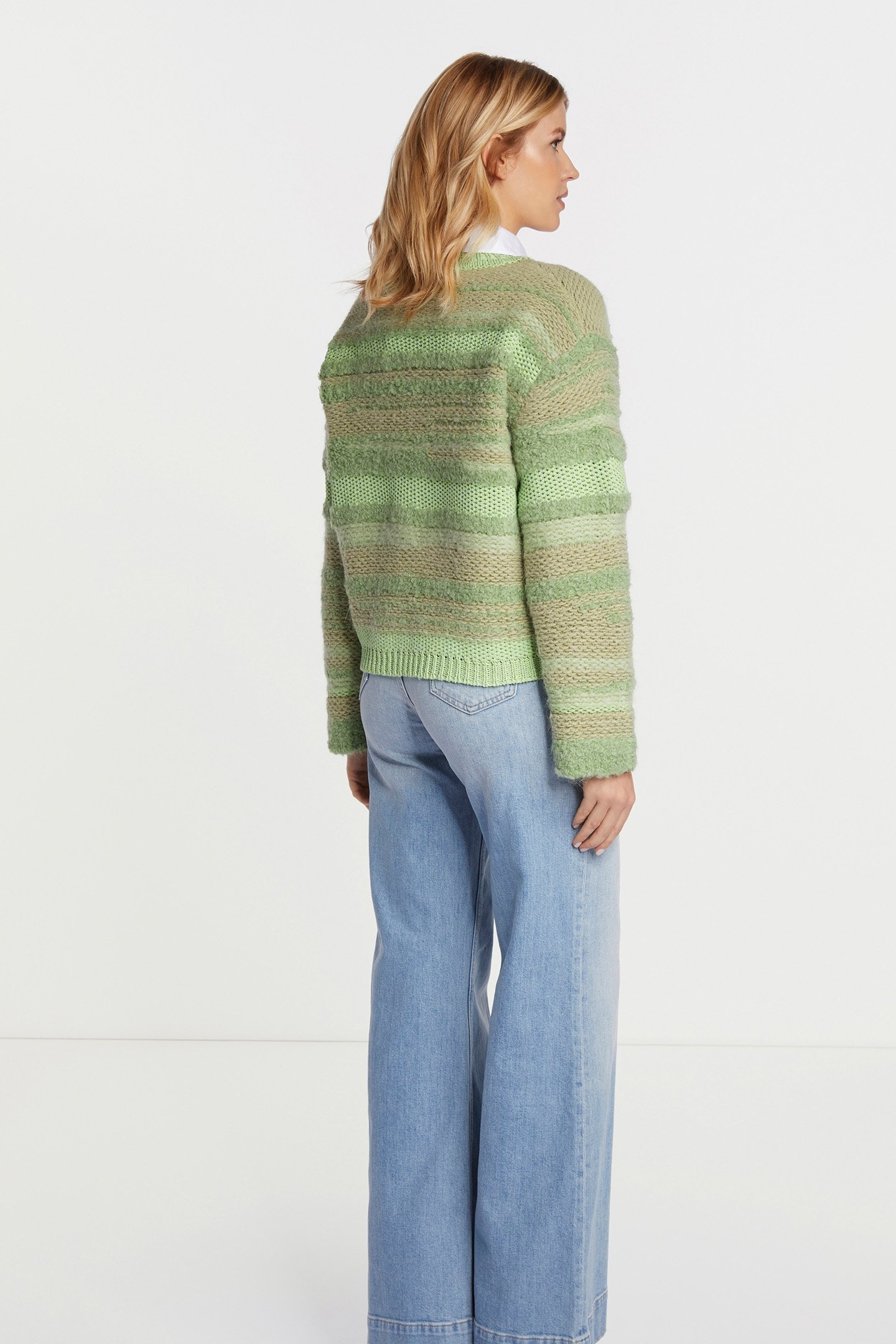 CREW NECK YARN MIX GREEN TEA 2