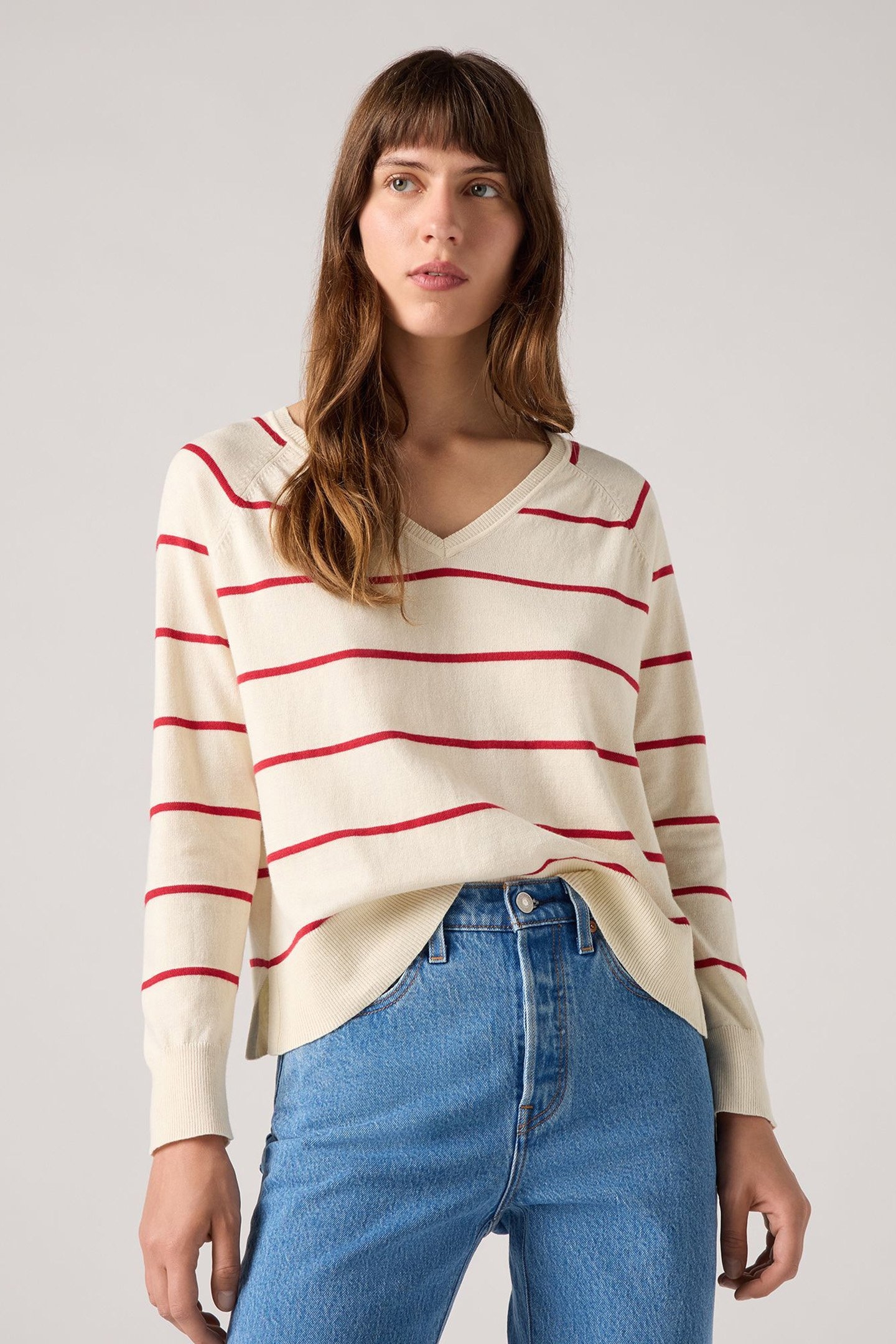 PETAL VNECK SWEATER STEPHANIE STRIPE BUTTERCREAM 4