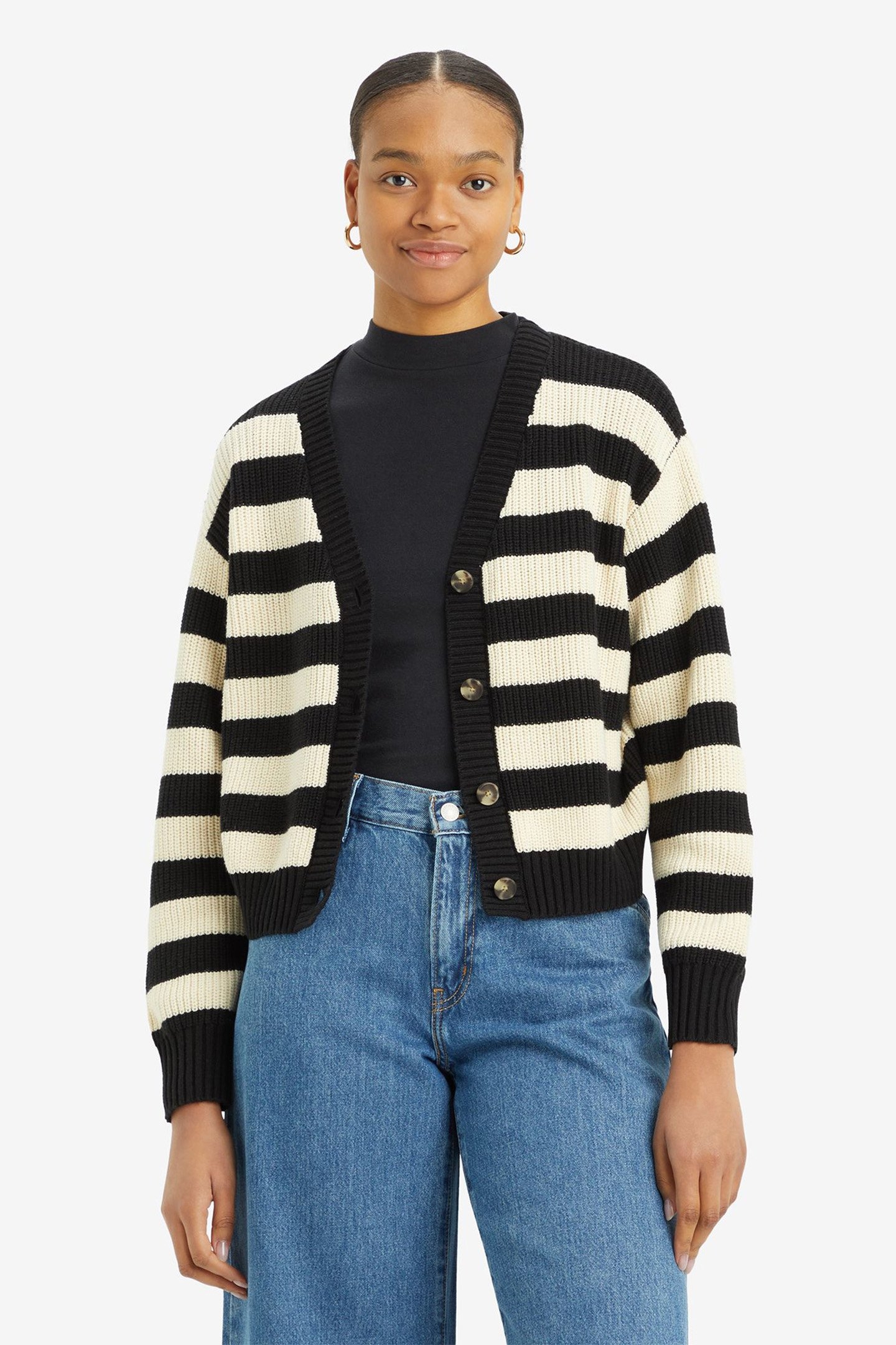 SNOWFLAKE CARDIGAN BUTTERFLY STRIPE CAVIAR 1