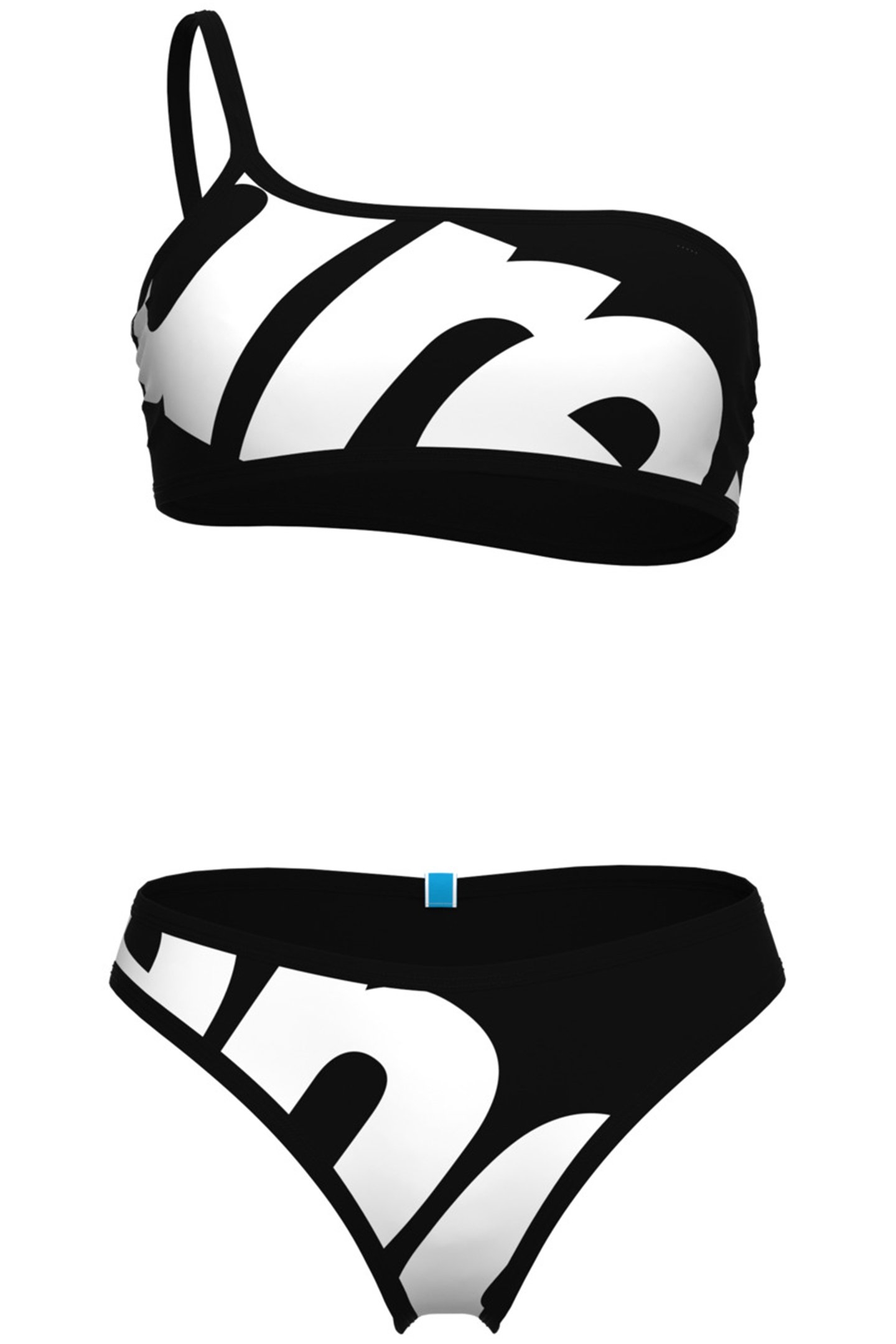 WOMEN'S ARENA LOGO SINGLE SHOULDER BIKIN WHITE MULTI-BLACK-B 4
