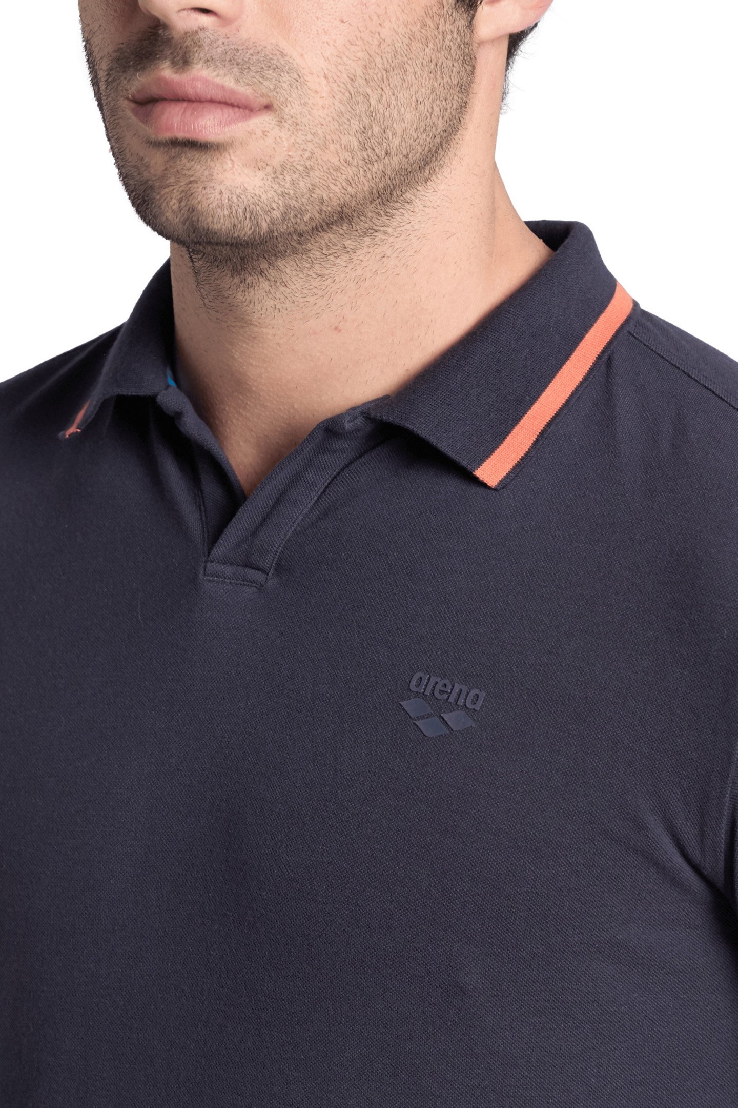 MEN'S POLOSHIRT ARENA TRIM COTTON PIQUET NAVY-CALYPSO CORAL 4