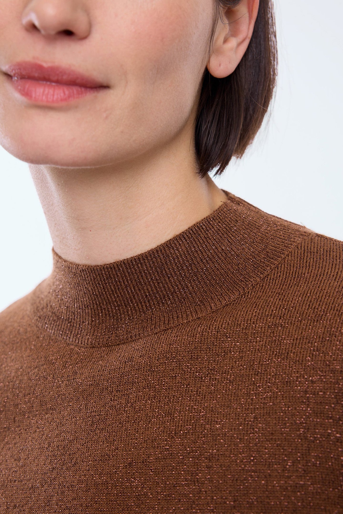 TRUI MOCKNECK SPARKLE LONGSLV HAZELWOOD BROWN 6