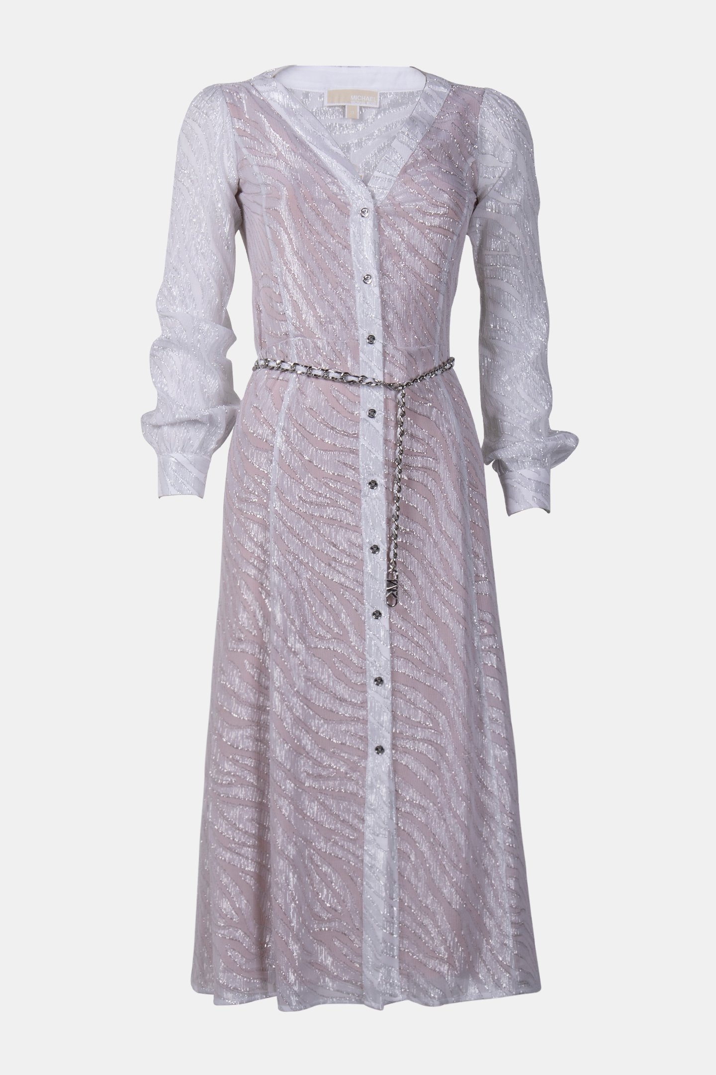 BUTTON DOWN DRESS IN WHITE ZEBRA JAQUARD 3