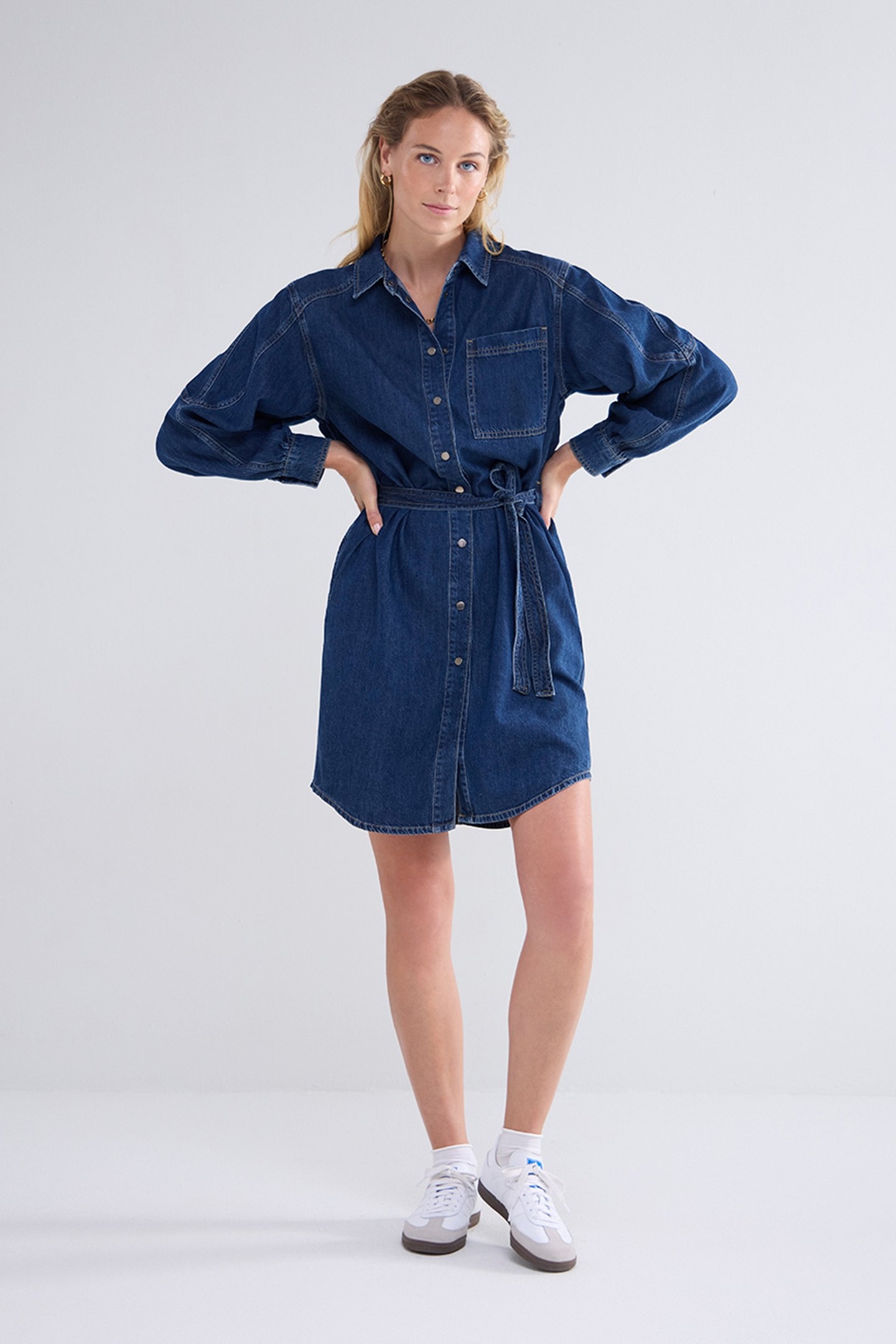DENIM SHIRT DRESS LIGHTWEIGHT COTTON TENCEL BLUES 3