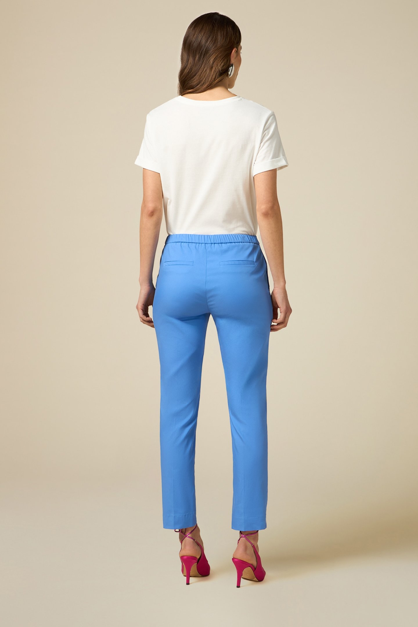BASIC COTTON-BLEND TROUSERS BLUE 3