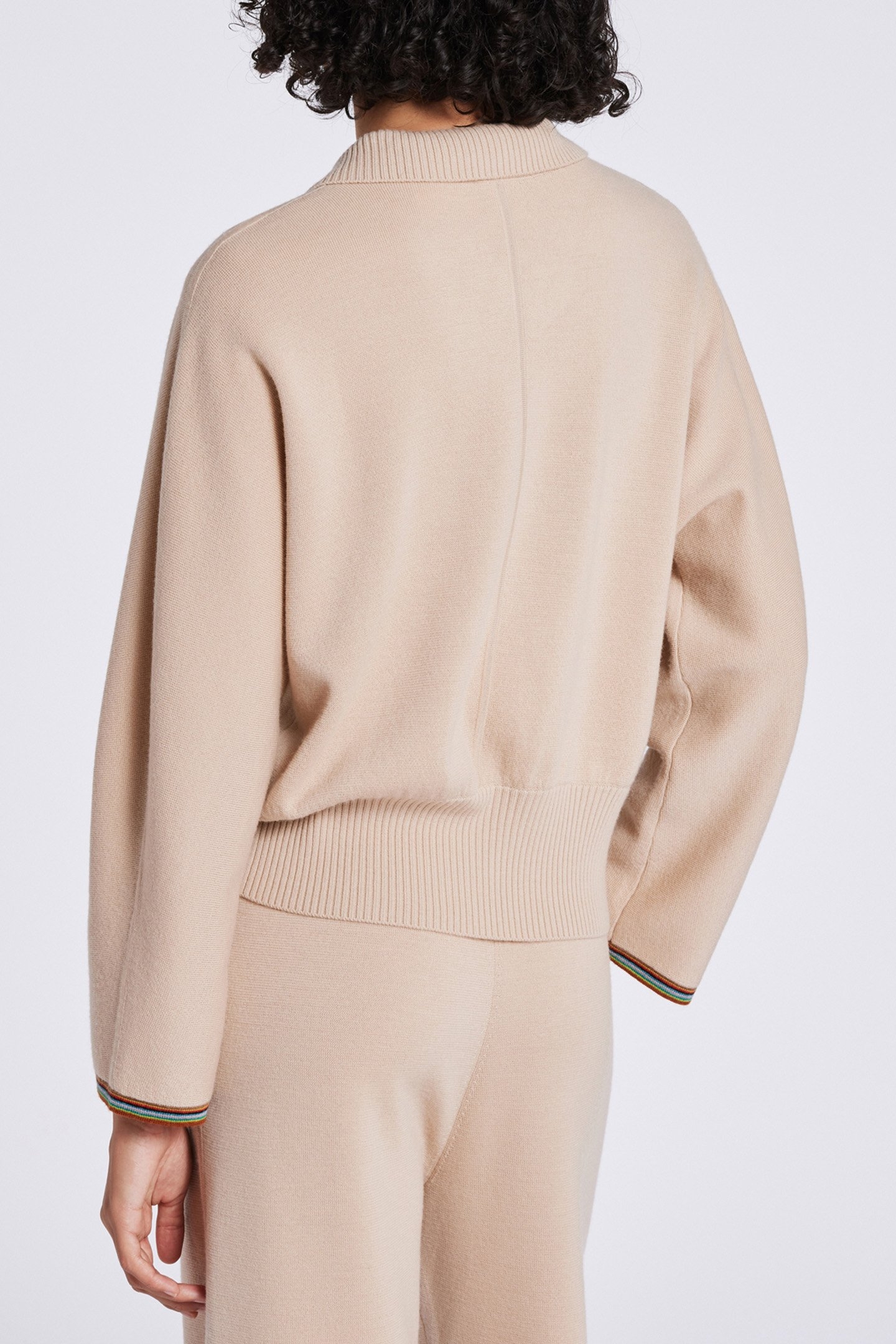 WOMENS KNITTED CARDIGAN ZIP THRU LIGHT BEIGE 2