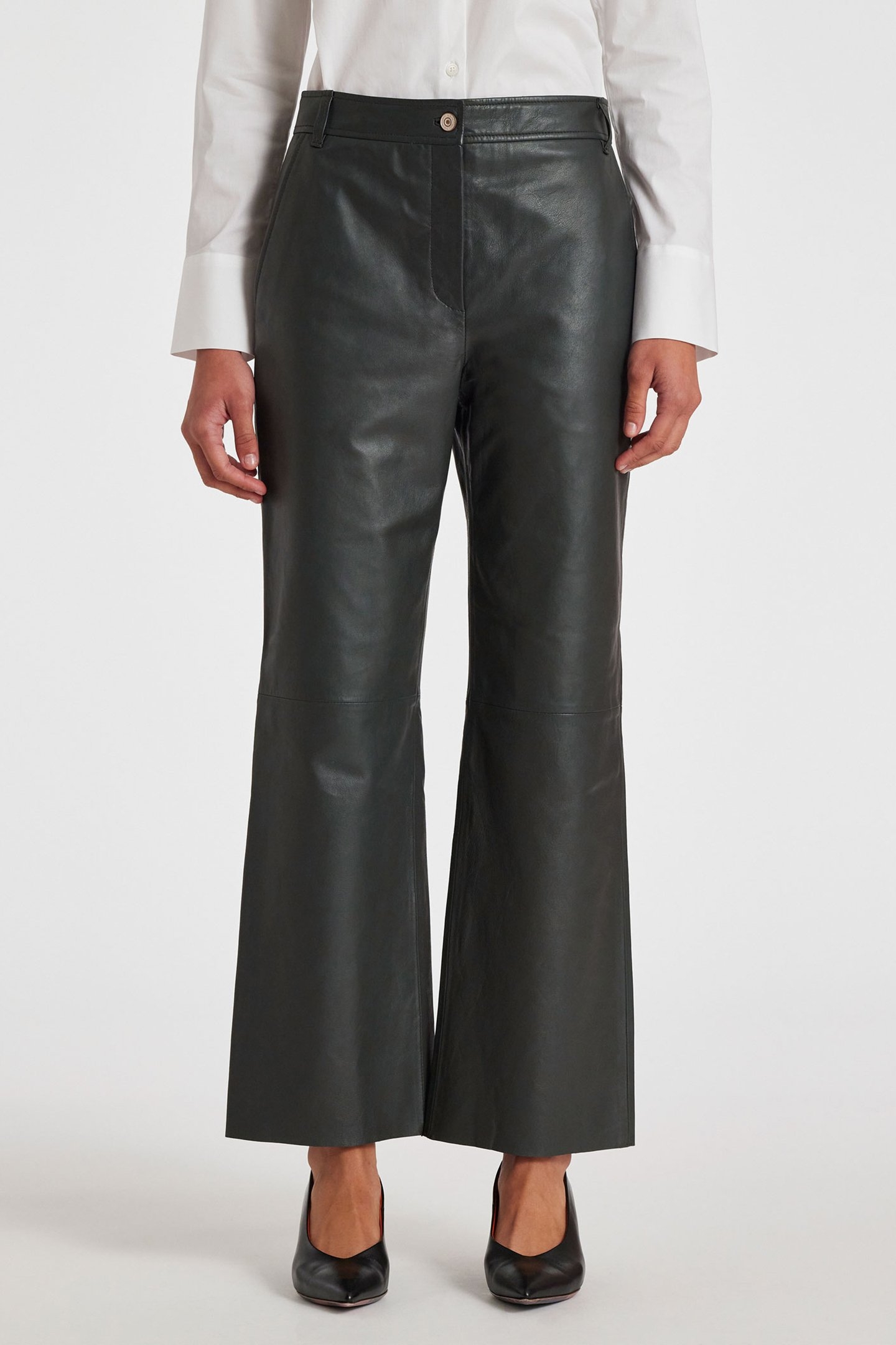 TROUSERS LEATHER VERY DARK GREEN 1