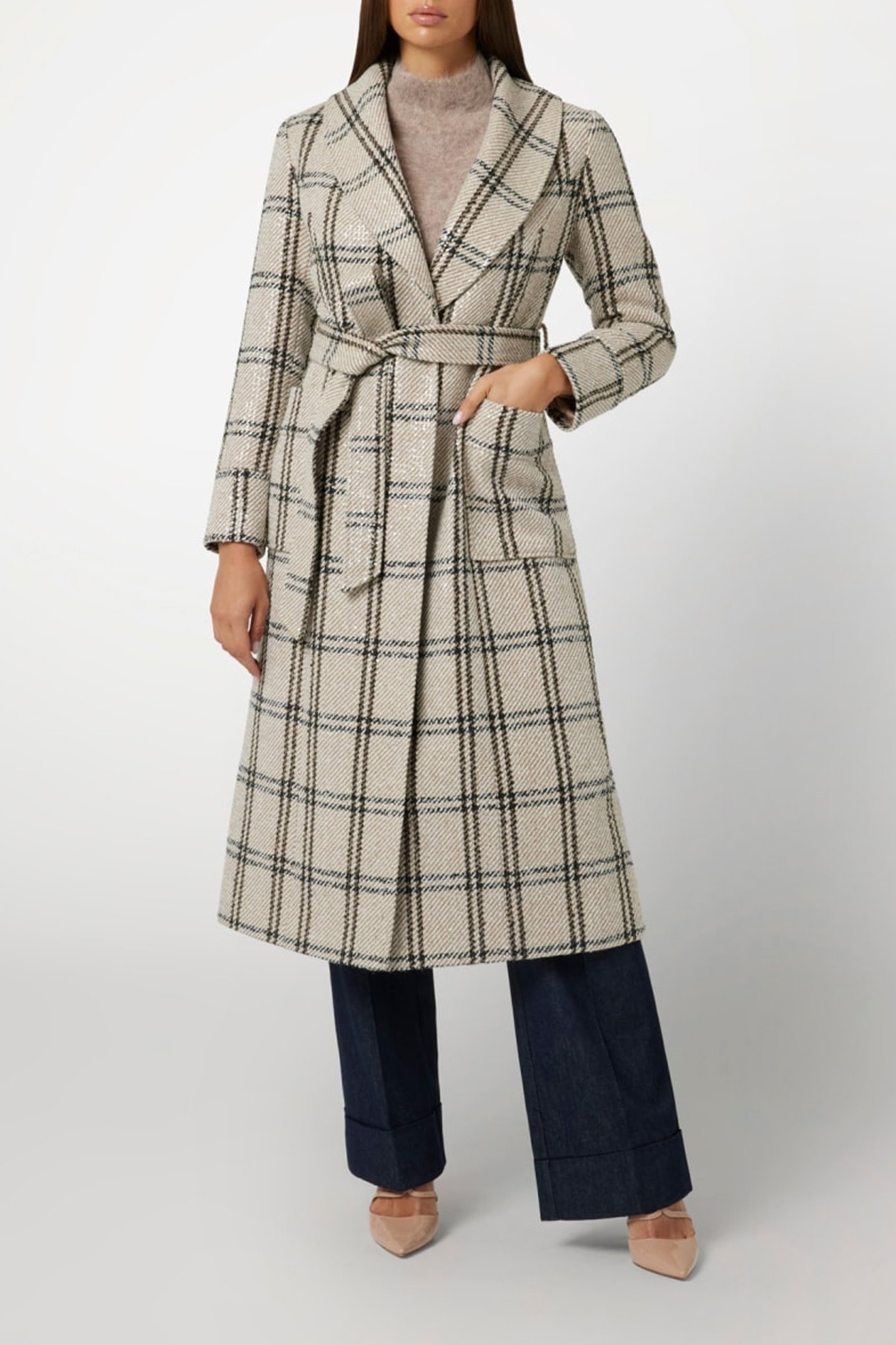 CHARLIZE PLAID COAT WHITE DENEUVE MULTI 2