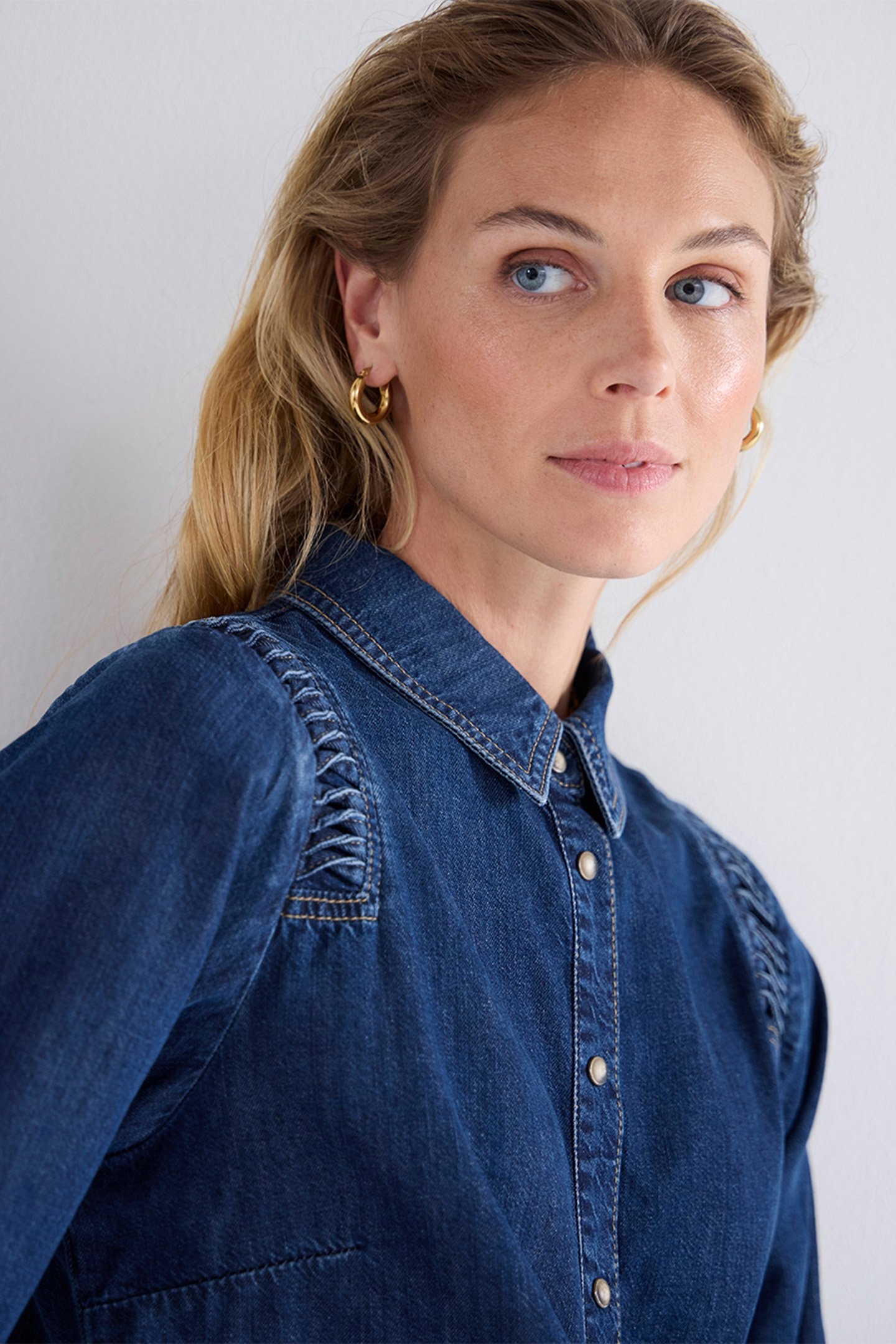 DENIM BLOUSE LIGHTWEIGHT COTTON TENCEL BLUES 6