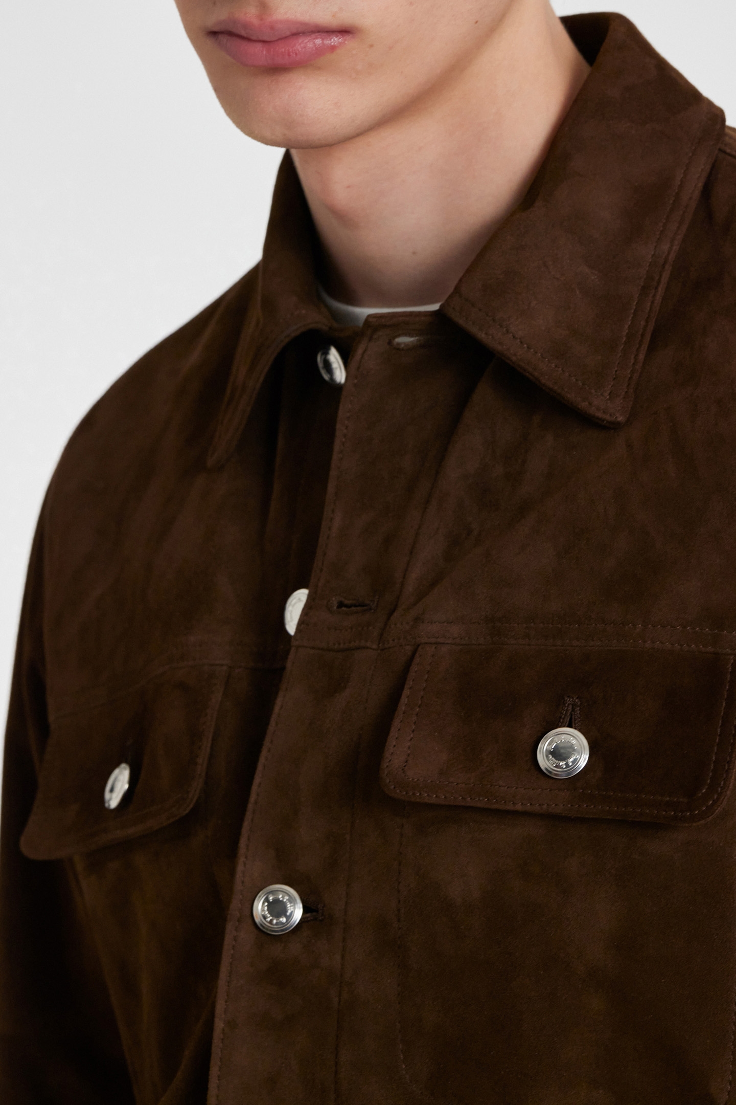 MENS SUEDE DENIM STYLE JACKET DARK BROWN 5