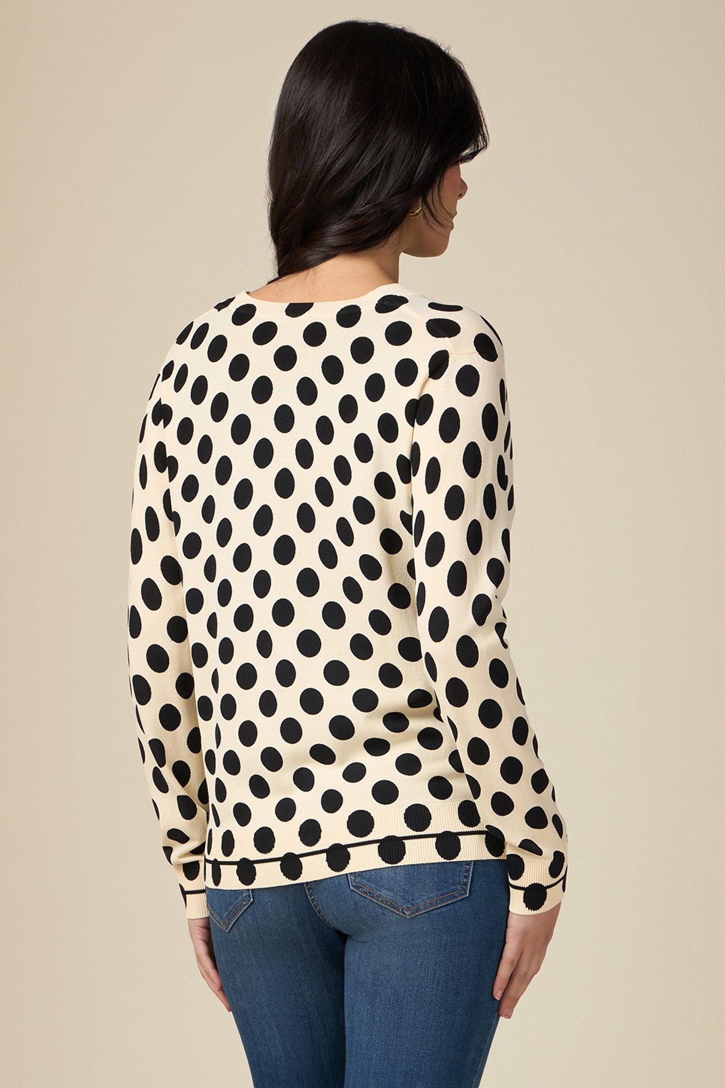 POLKA DOT PRINT CARDIGAN WHITE 2