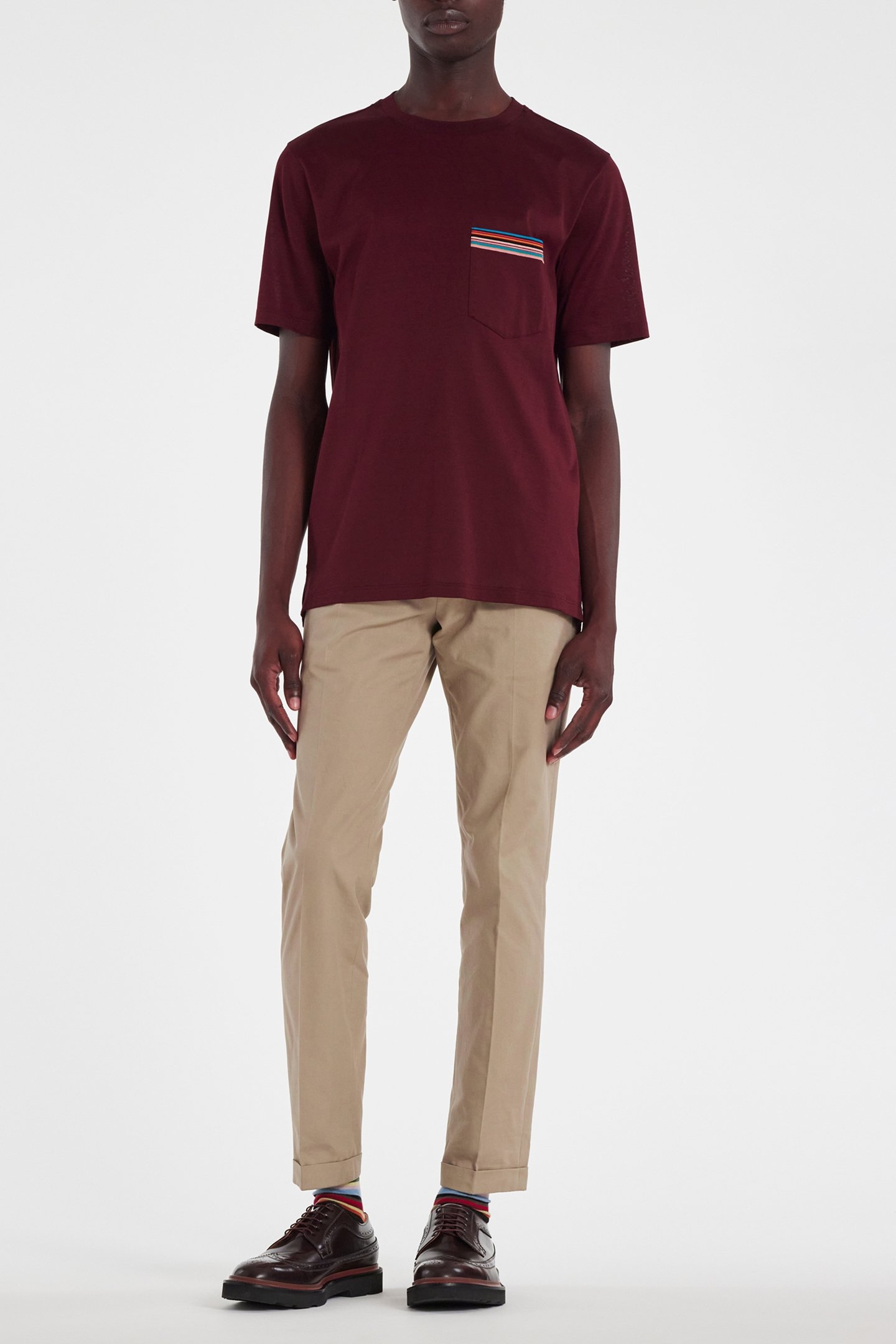 TSHIRT STRIPE PKT DARK RED ALT 4