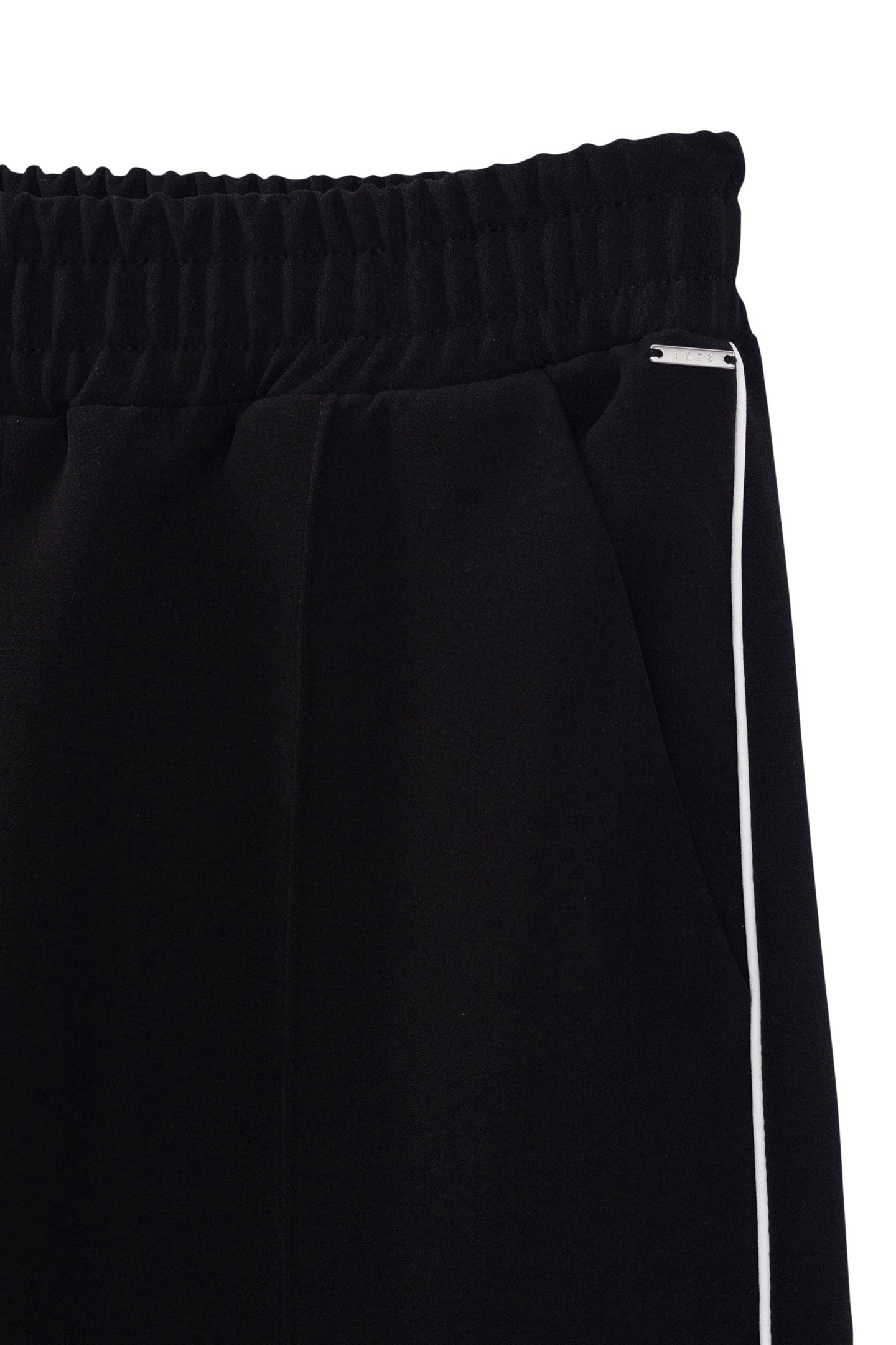 BLACK WIDE-LEG PANTS WITH ECRU BIAS ON SIDES FOR GIRLS 3