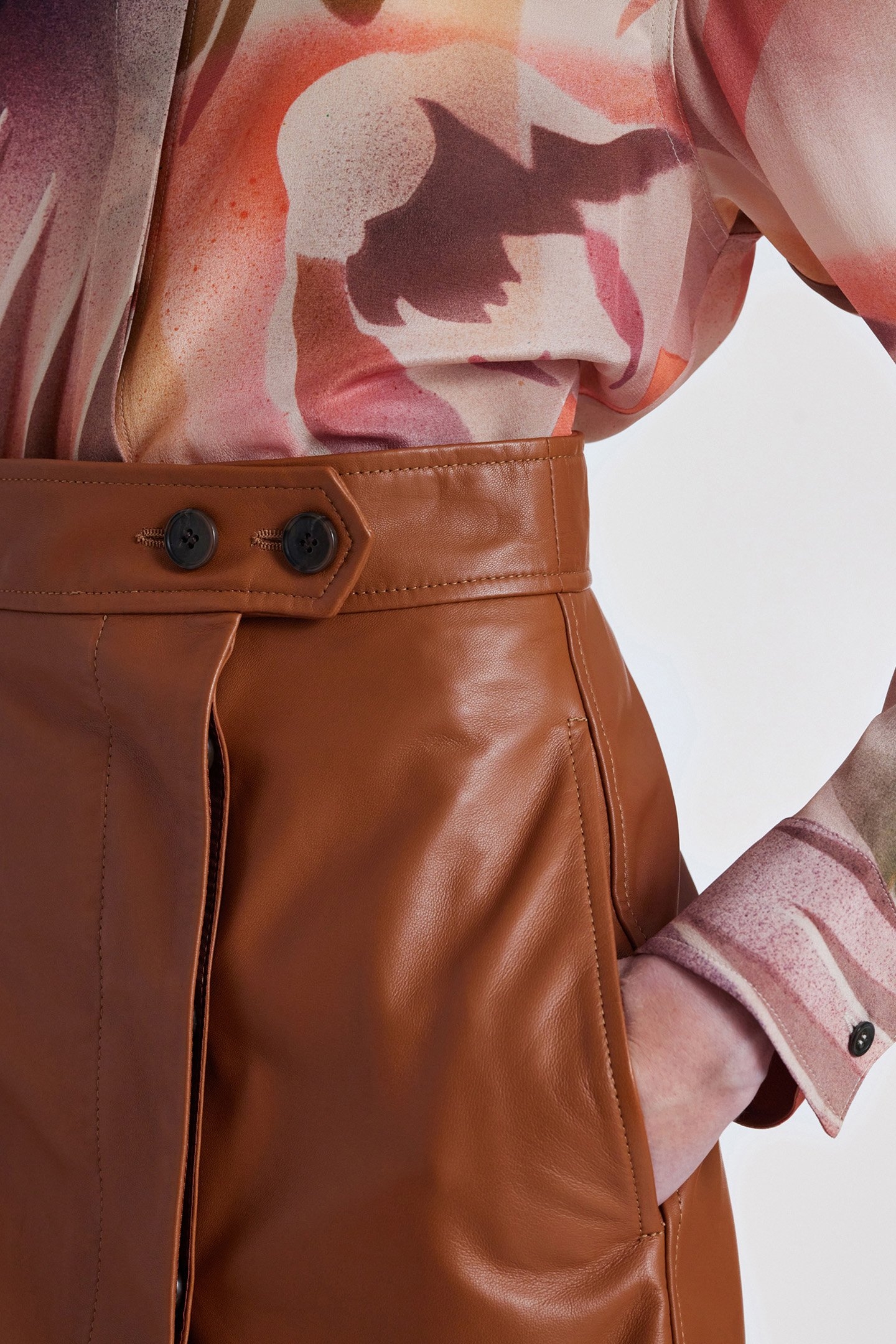 WOMENS SKIRT LEATHER TAN 5