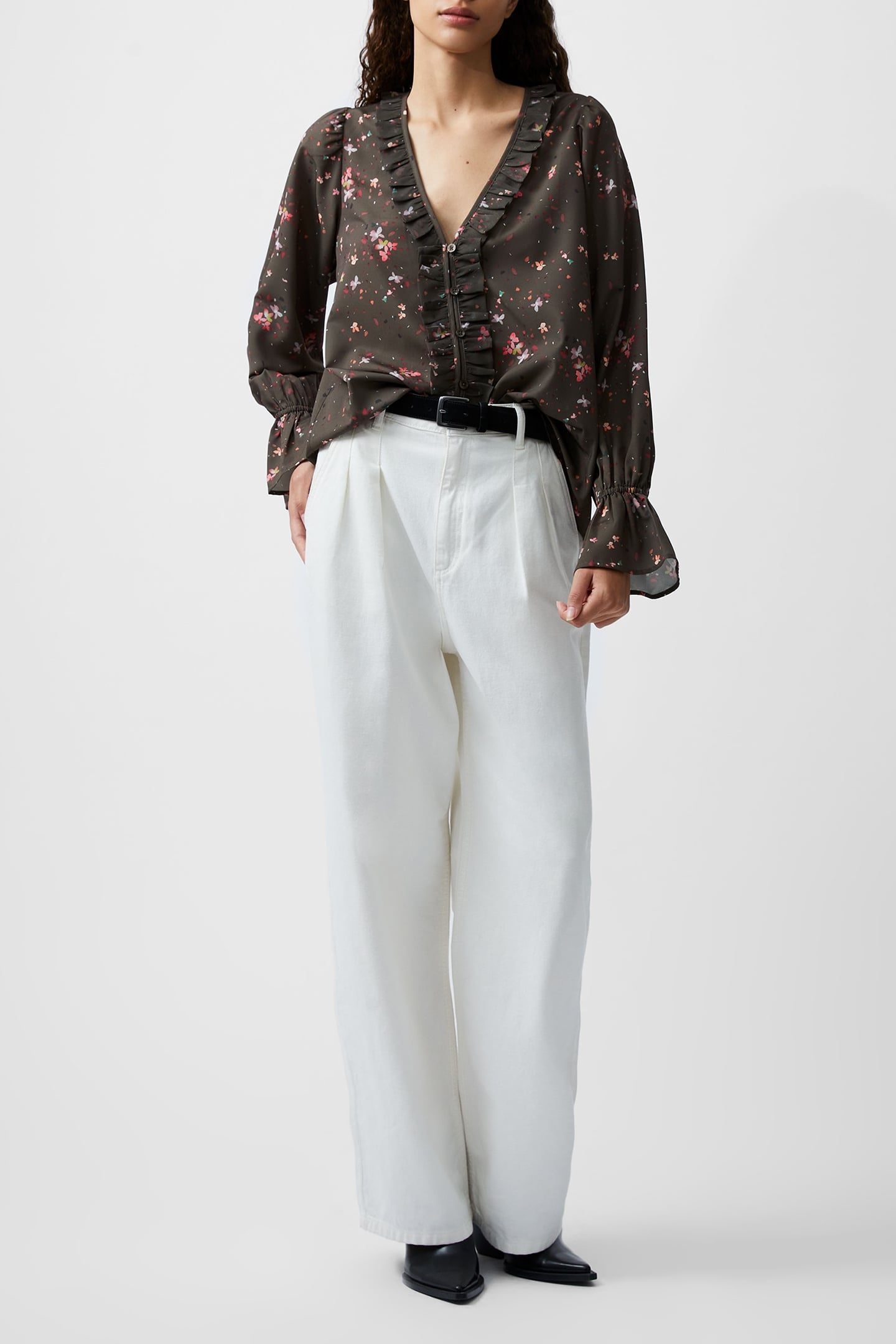 CARINA ABENY CREPE TOP OLIVE NIGHT MULTI 2