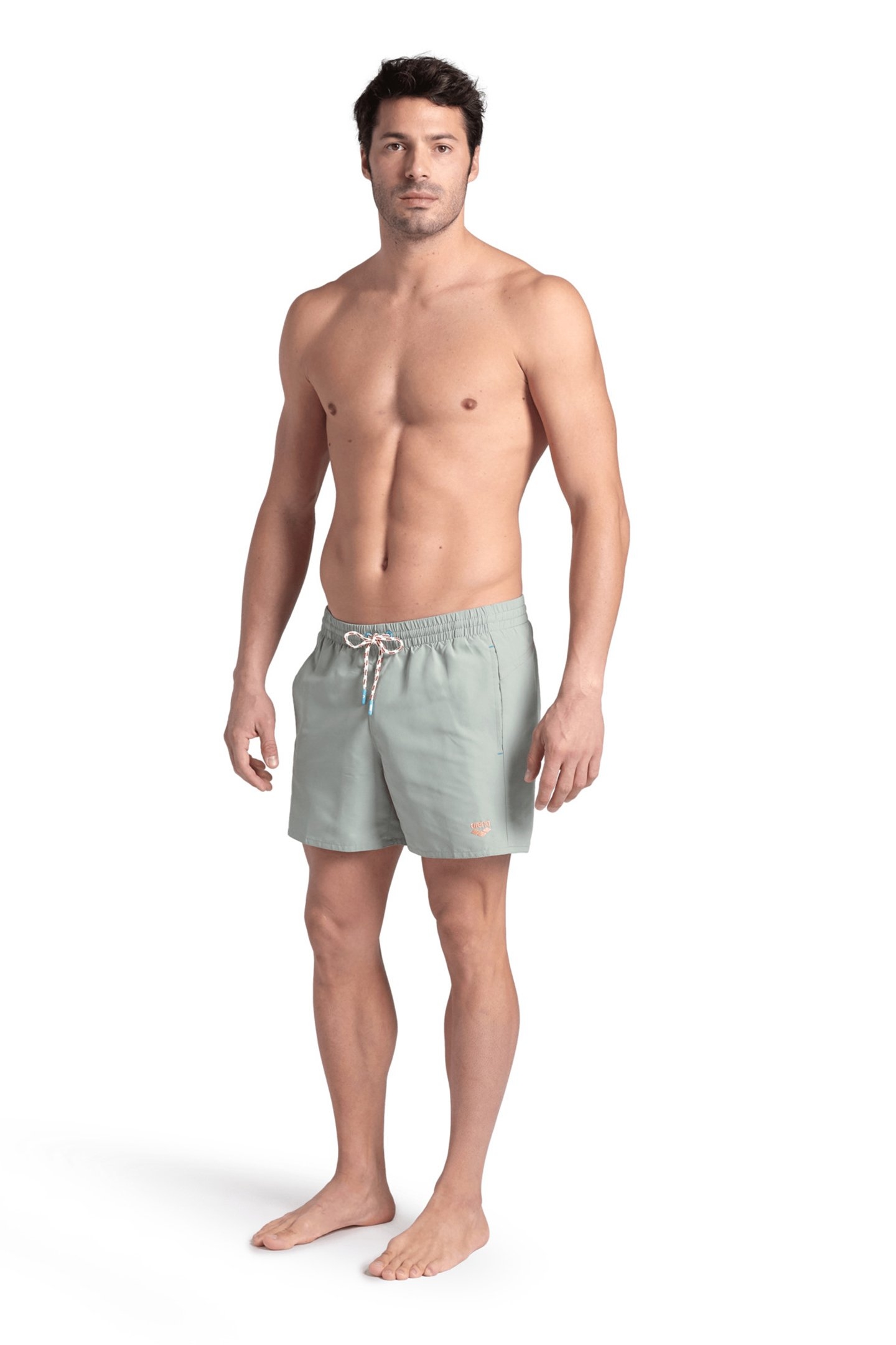 MEN'S ARENA PRO_FILE BEACH SHORT LOGO JADE-SALMON PINK 3