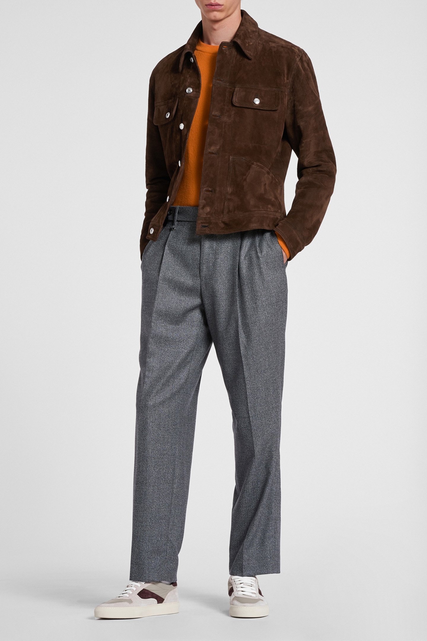 MENS SUEDE DENIM STYLE JACKET DARK BROWN 3