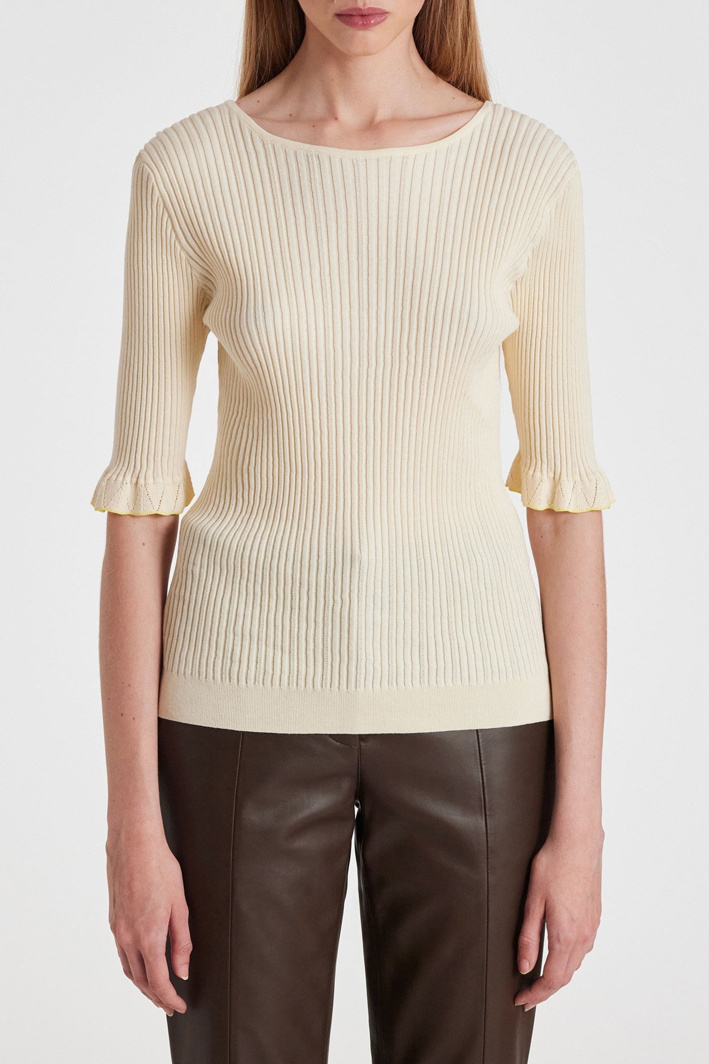 KNITTED SWEATER SS SCOOP NECK OFF WHITE 1