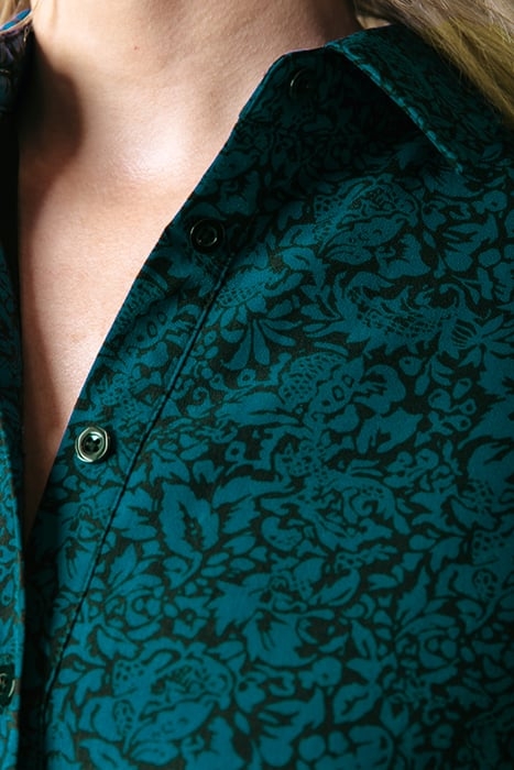 SACHA FLORAL RUFFLE DRESS LS DEEP TEAL 2