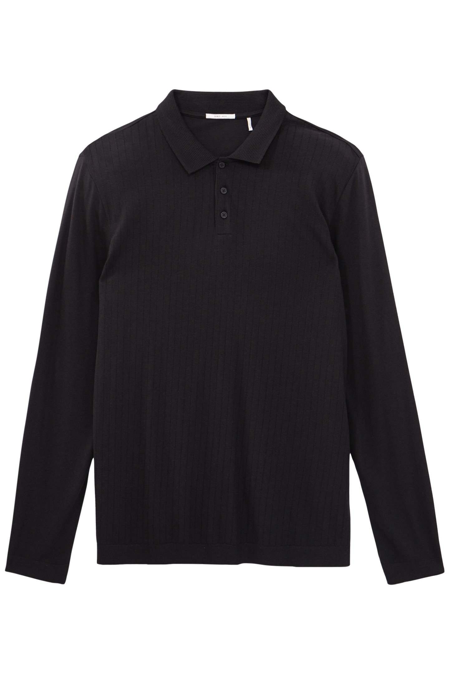 BLACK OPENWORK POLO SHIRT 1