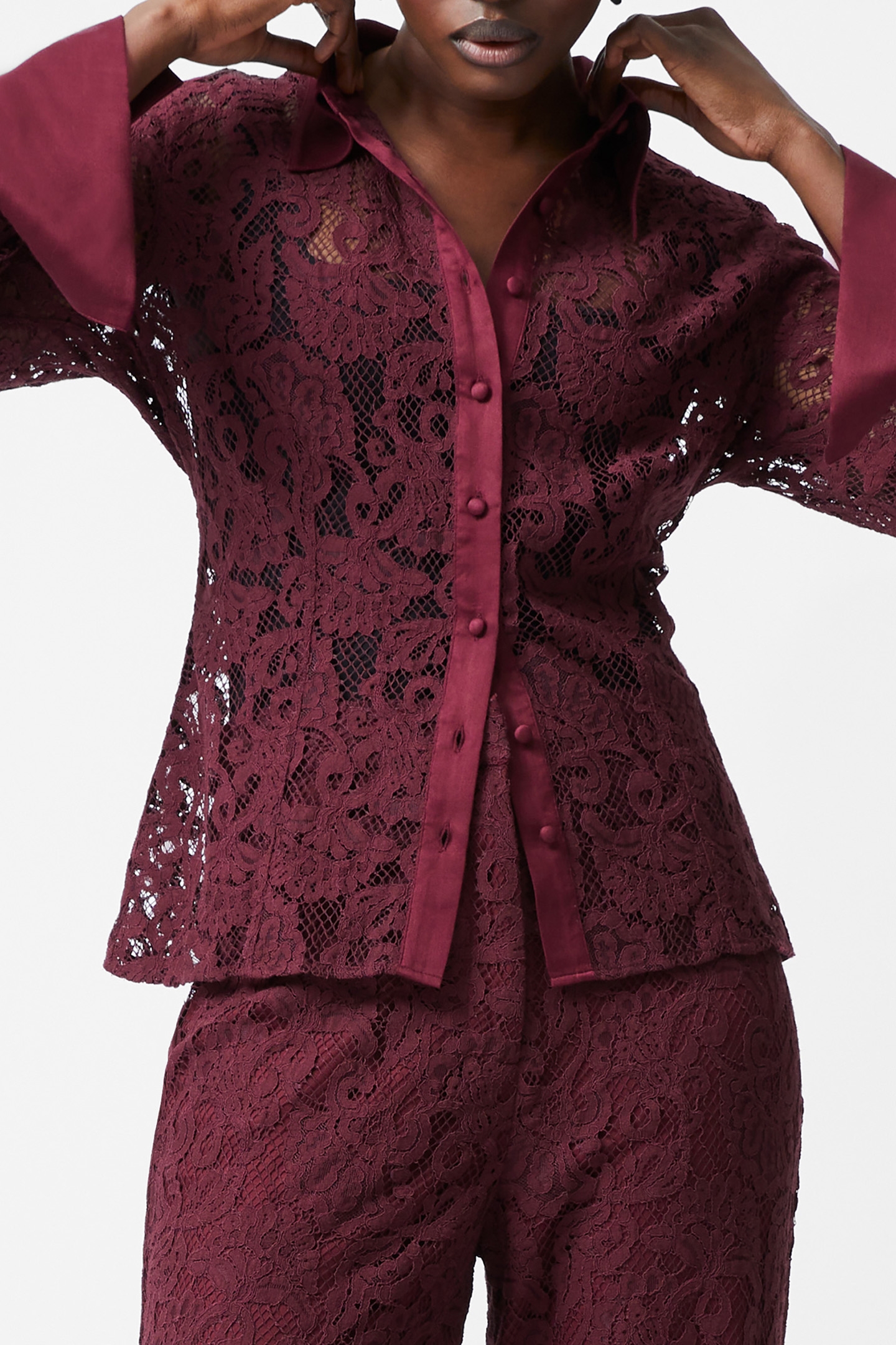 ASURA LACE LS SHIRT BURGUNDY RED 3
