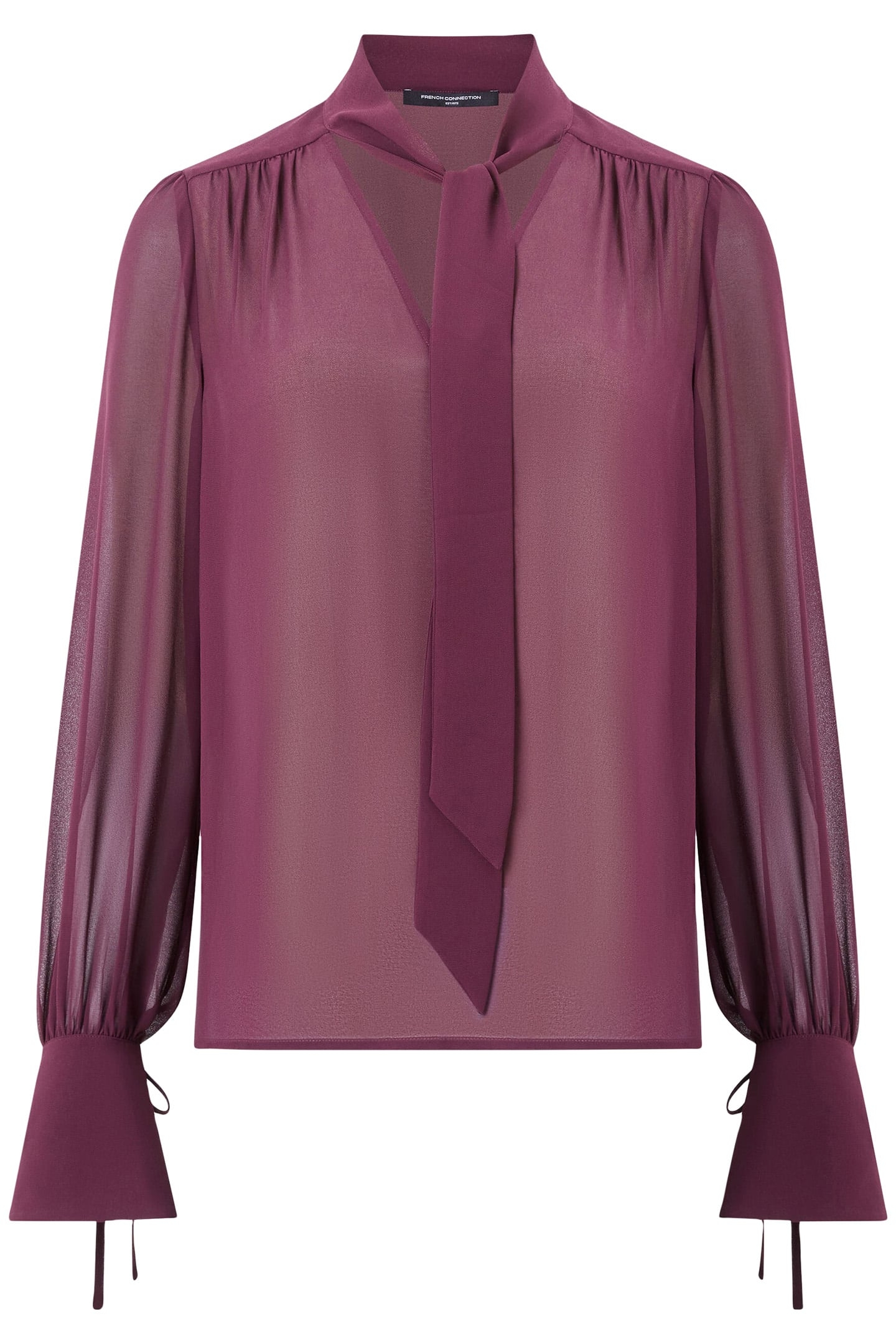 EDEN GGT LS TIE NK BLOUSE BURGUNDY RED 2