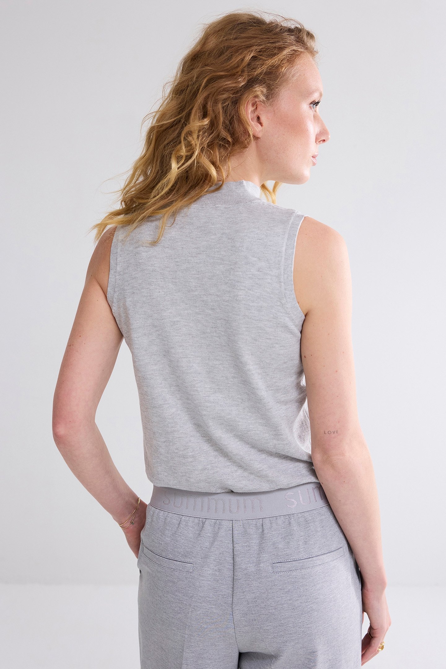 SLEEVELESS TOP SOFT VISCOSE POLYAMIDE KNIT GREYS 2