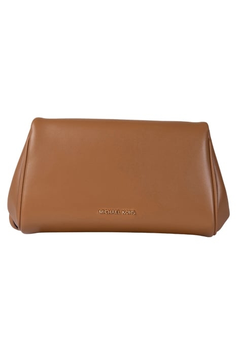 MEDIUM TOP ZIP CROSSBODY BAG WITH GOLD CHAIN IN CAMEL 1