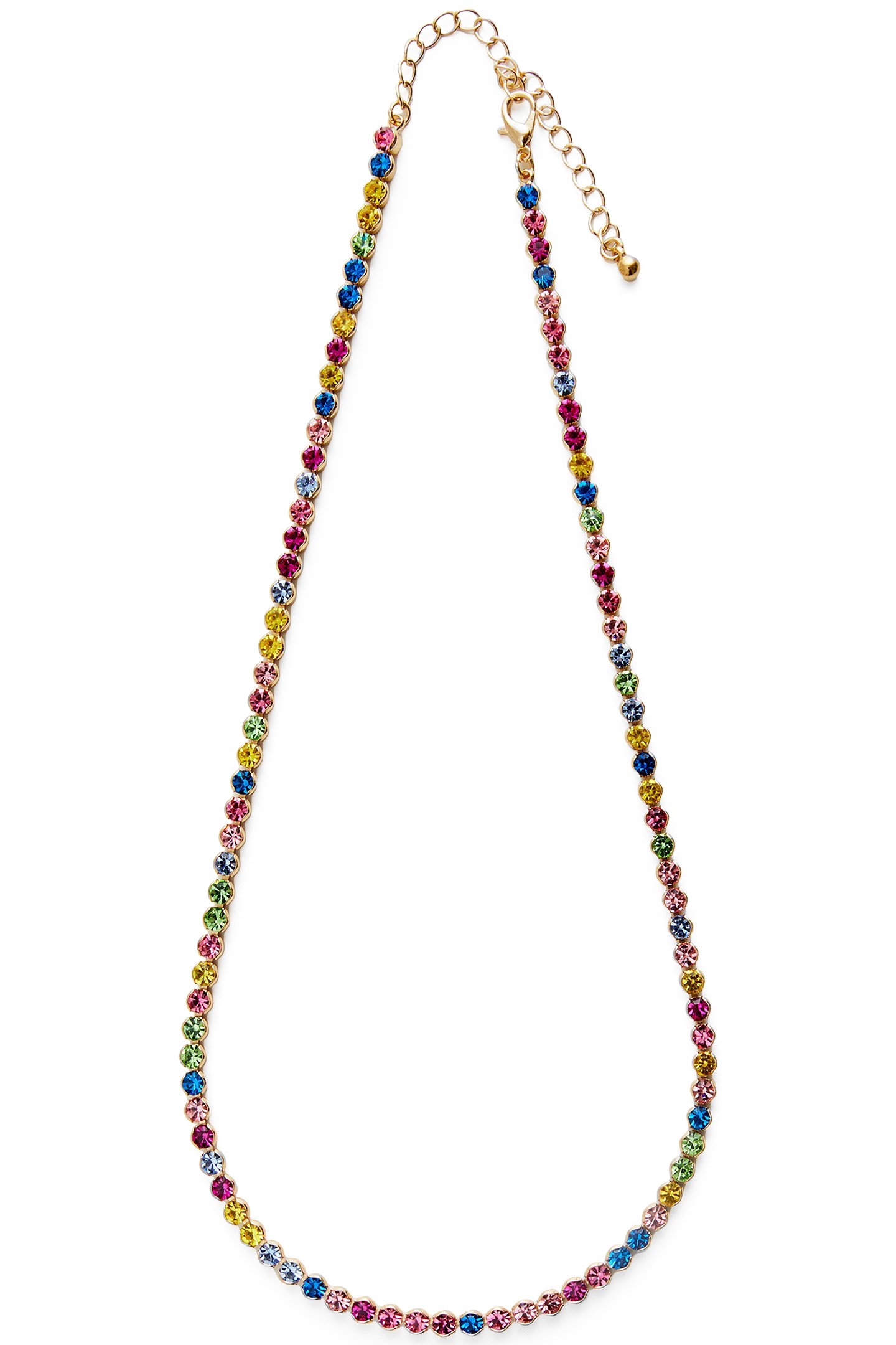RAINBOW MIXED DIAMENTE NECKLAC GOLD/RAINBOW MIX 1