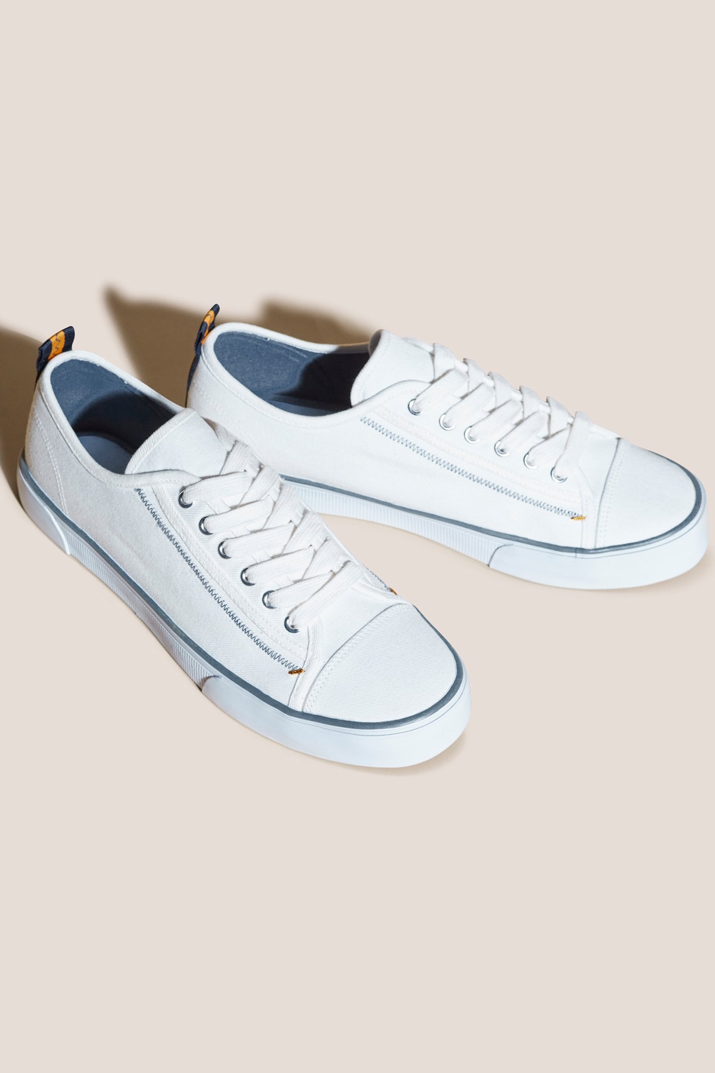 CANVAS LACE UP PLIMSOLLS WHITE MULTI 1