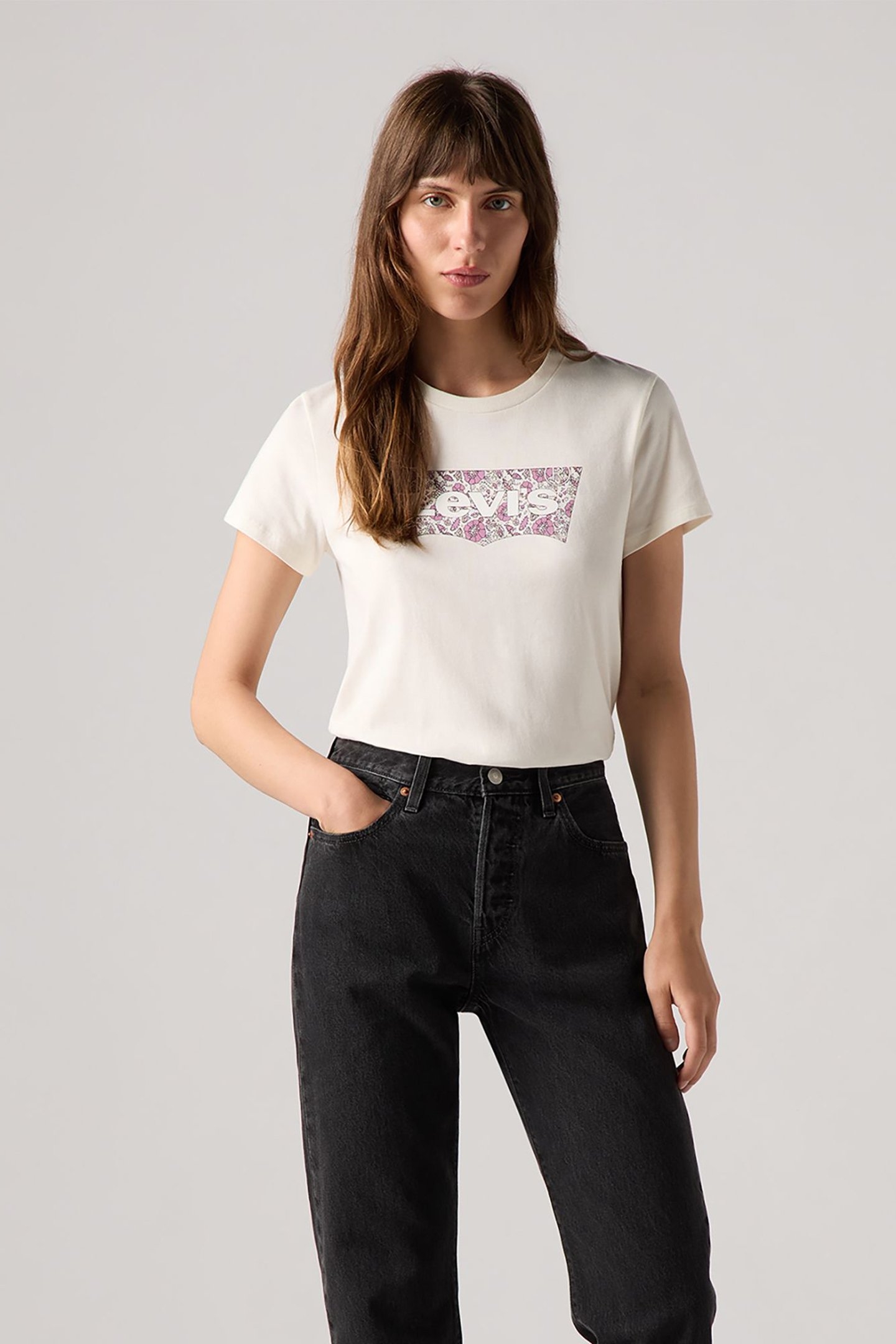 THE PERFECT TEE ANANDA FLORAL BW FILL EGRET 1