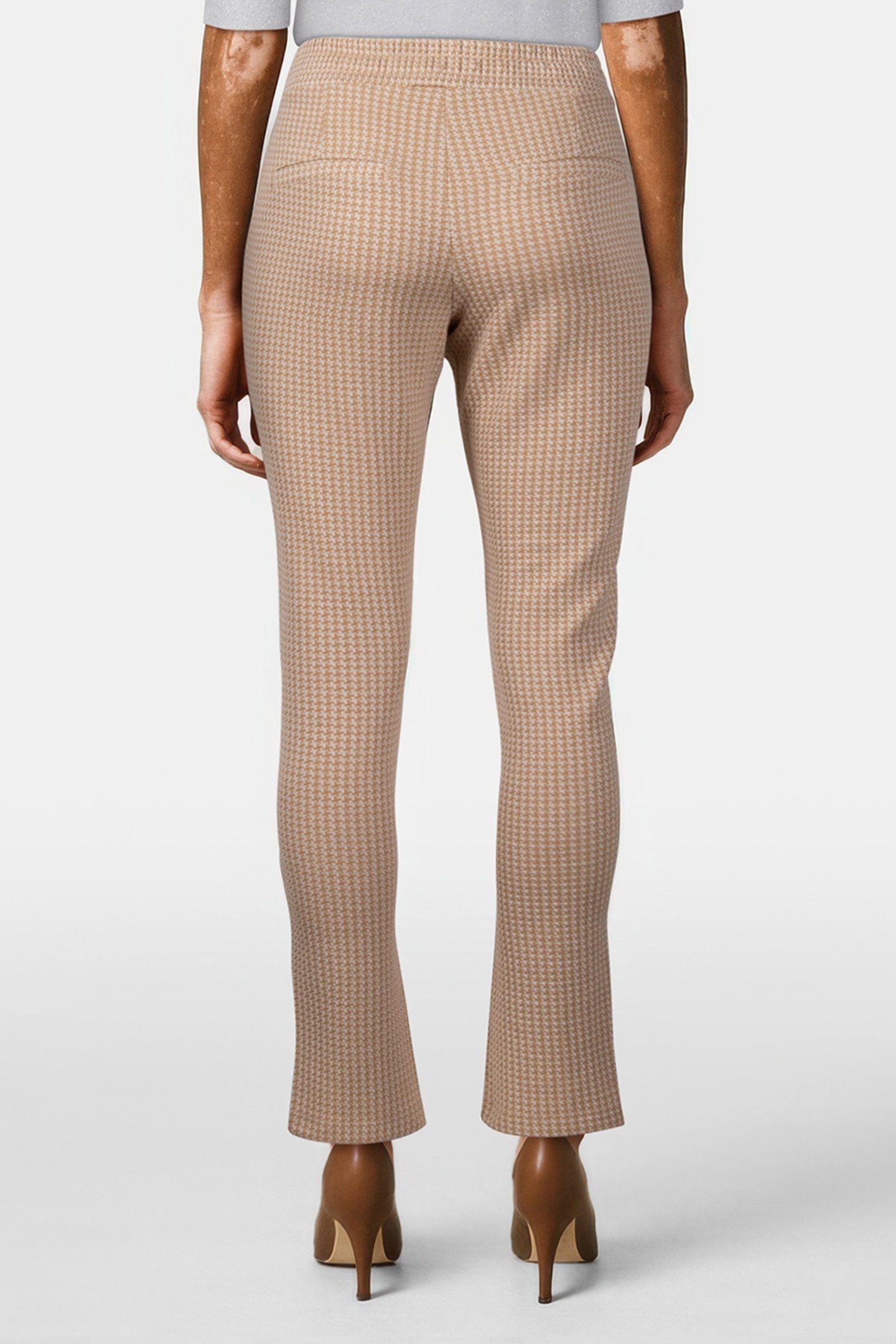 TROUSERS HOUNDSTOOTH JACQUARD PRINT BROWNS 2