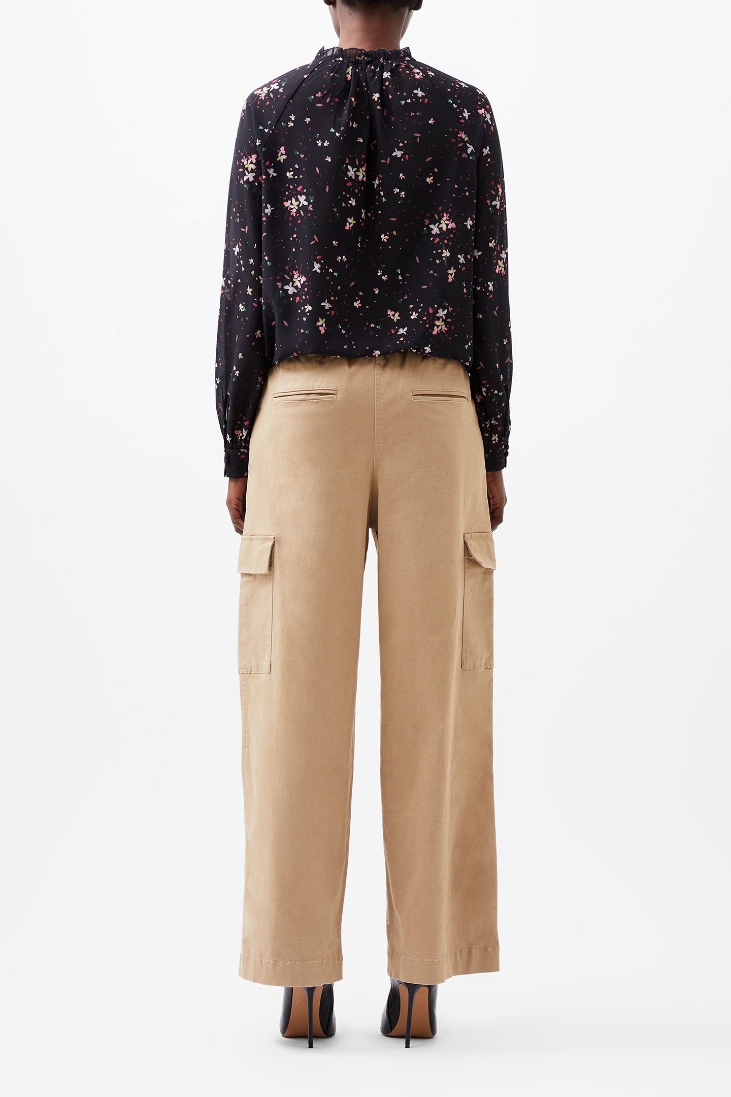 CARINA GEORGETTE HIGH NECK TOP BLACKOUT MULTI 2