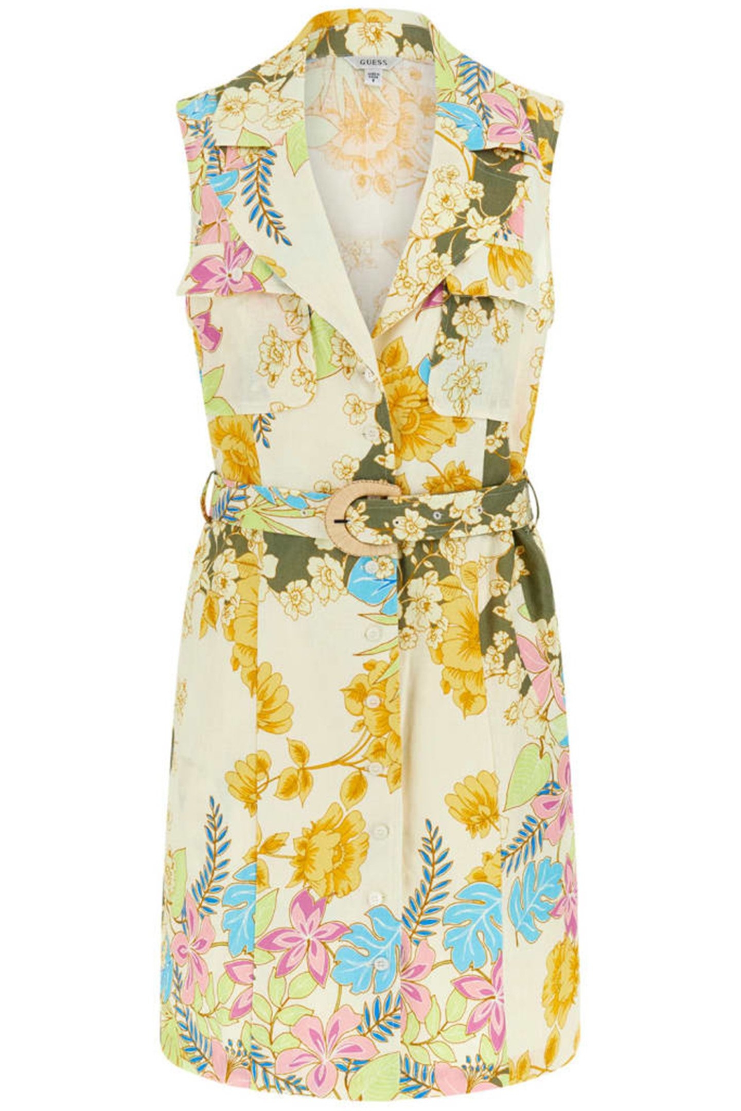 GUESS ECO SL LYDIA SHIRT DRESS GOLD COAST FLORAL PR 4