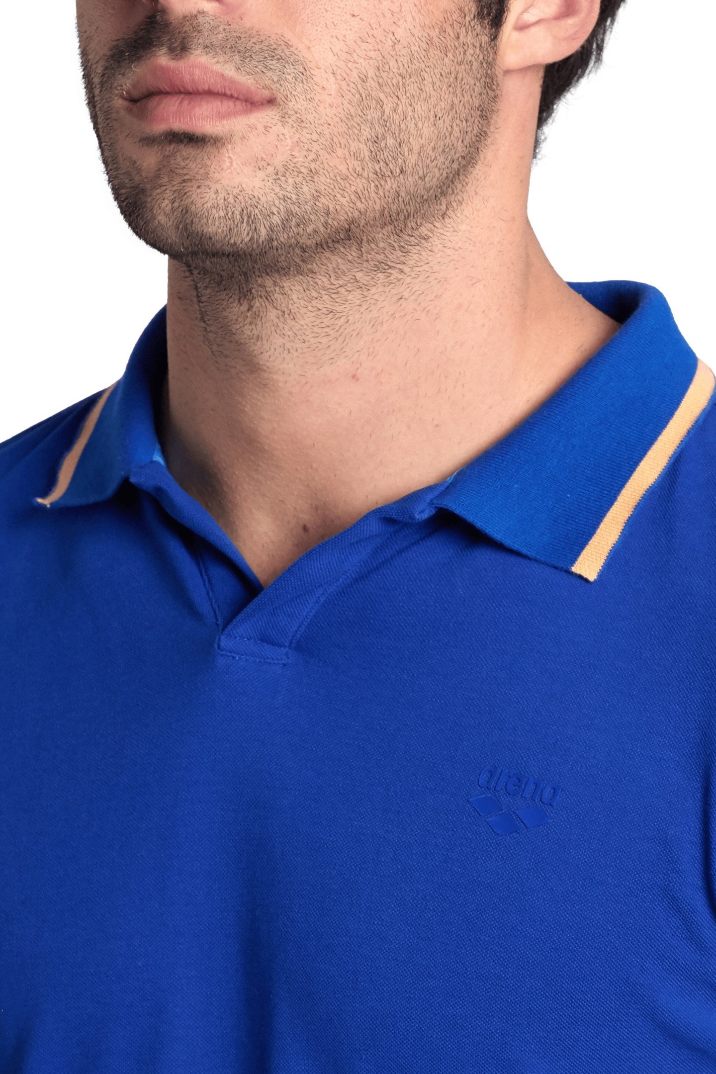 MEN'S POLOSHIRT ARENA TRIM COTTON PIQUET ROYAL-SALMON PINK 4