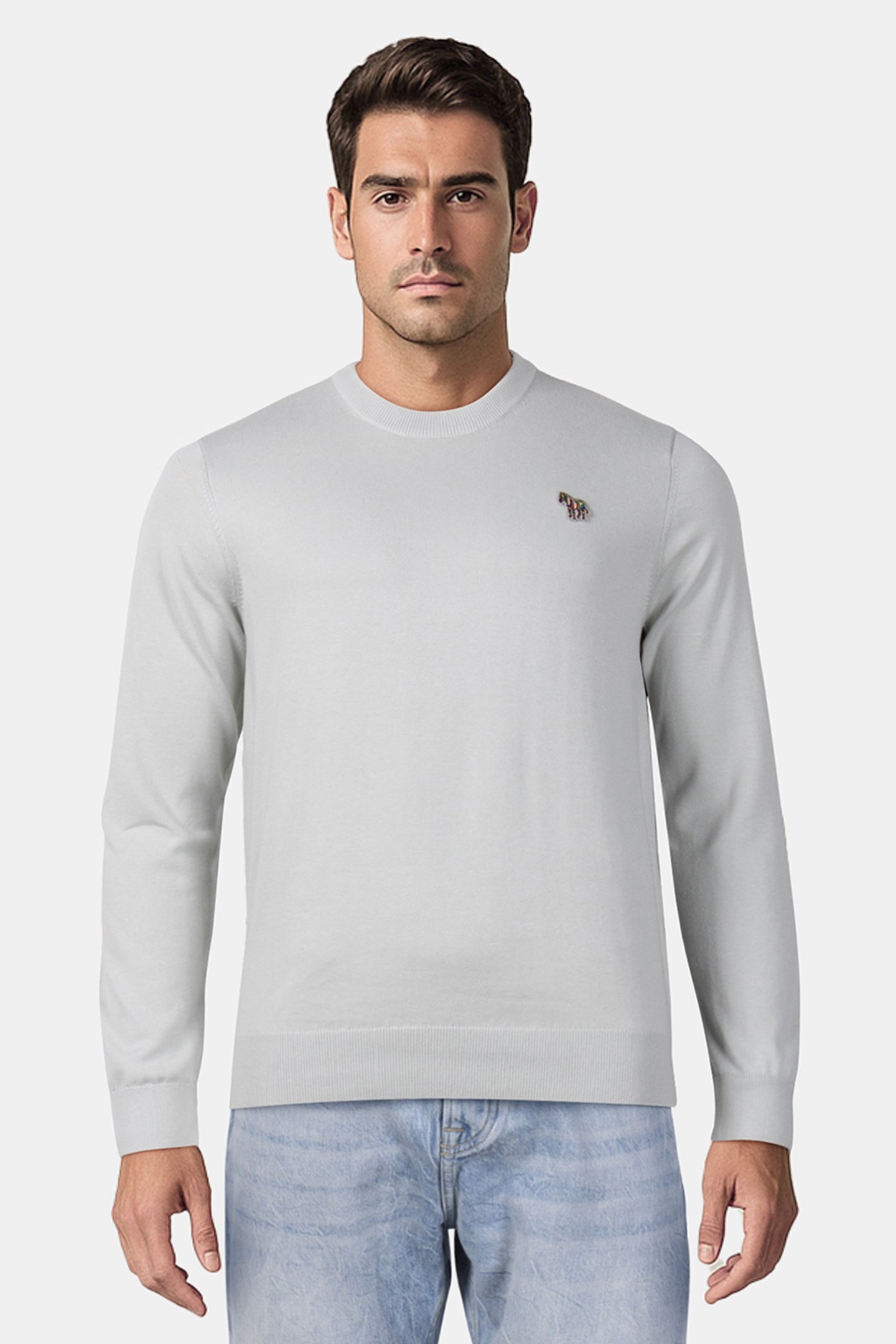 MENS SWEATER CREW NECK ZEB BAD GREY 1