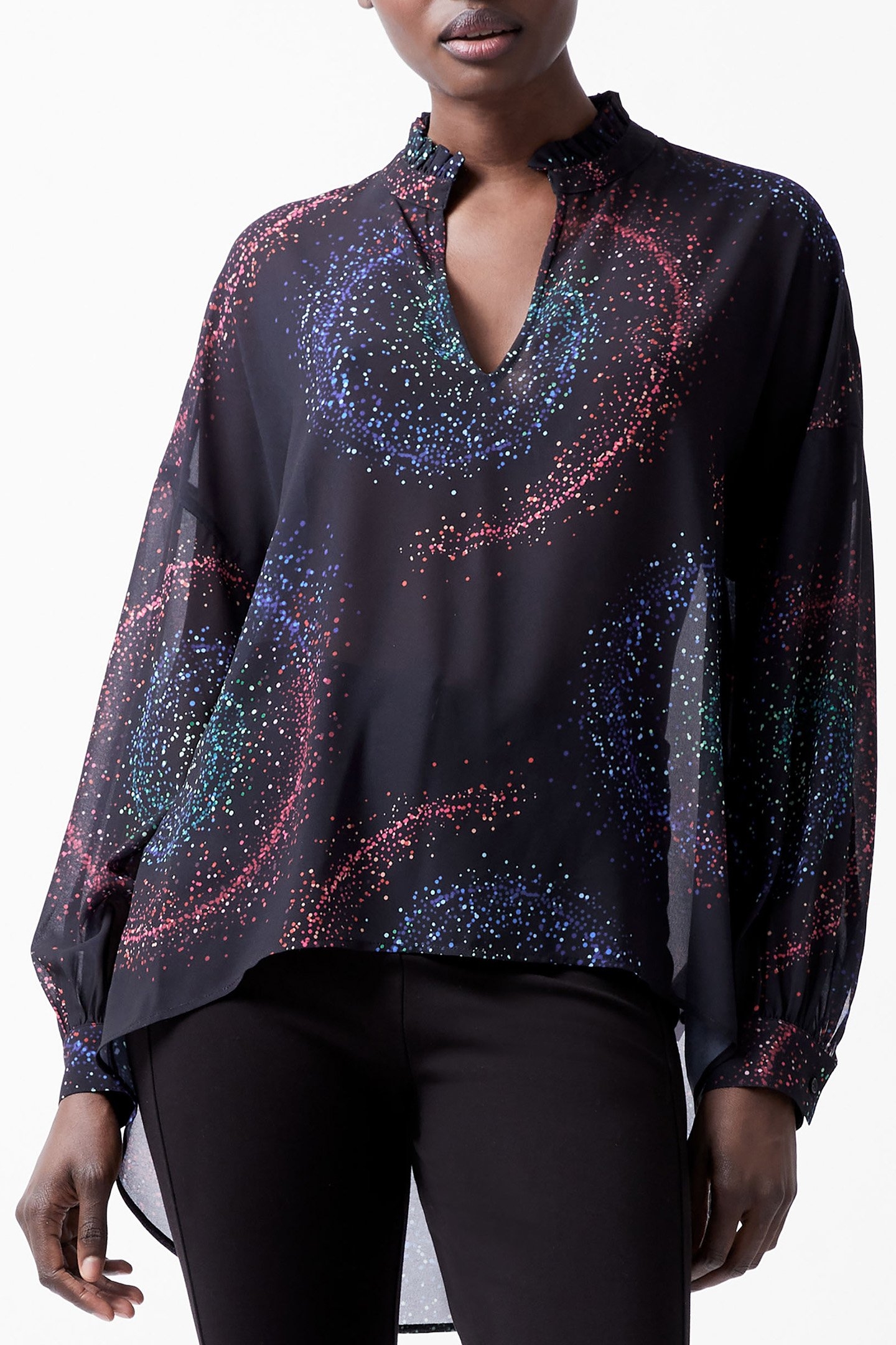 CECILY ESTELLA GGT POET BLOUSE BLACKOUT MULTI 1