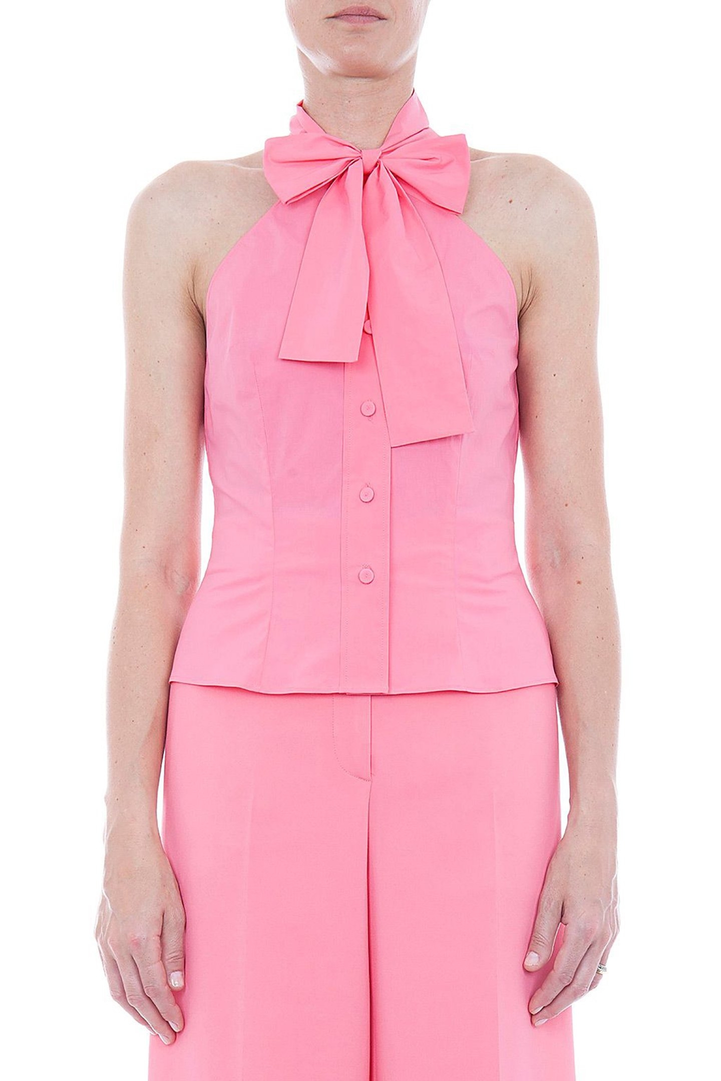 60'S STRETCH COTTON POPLIN TOP PINK 1