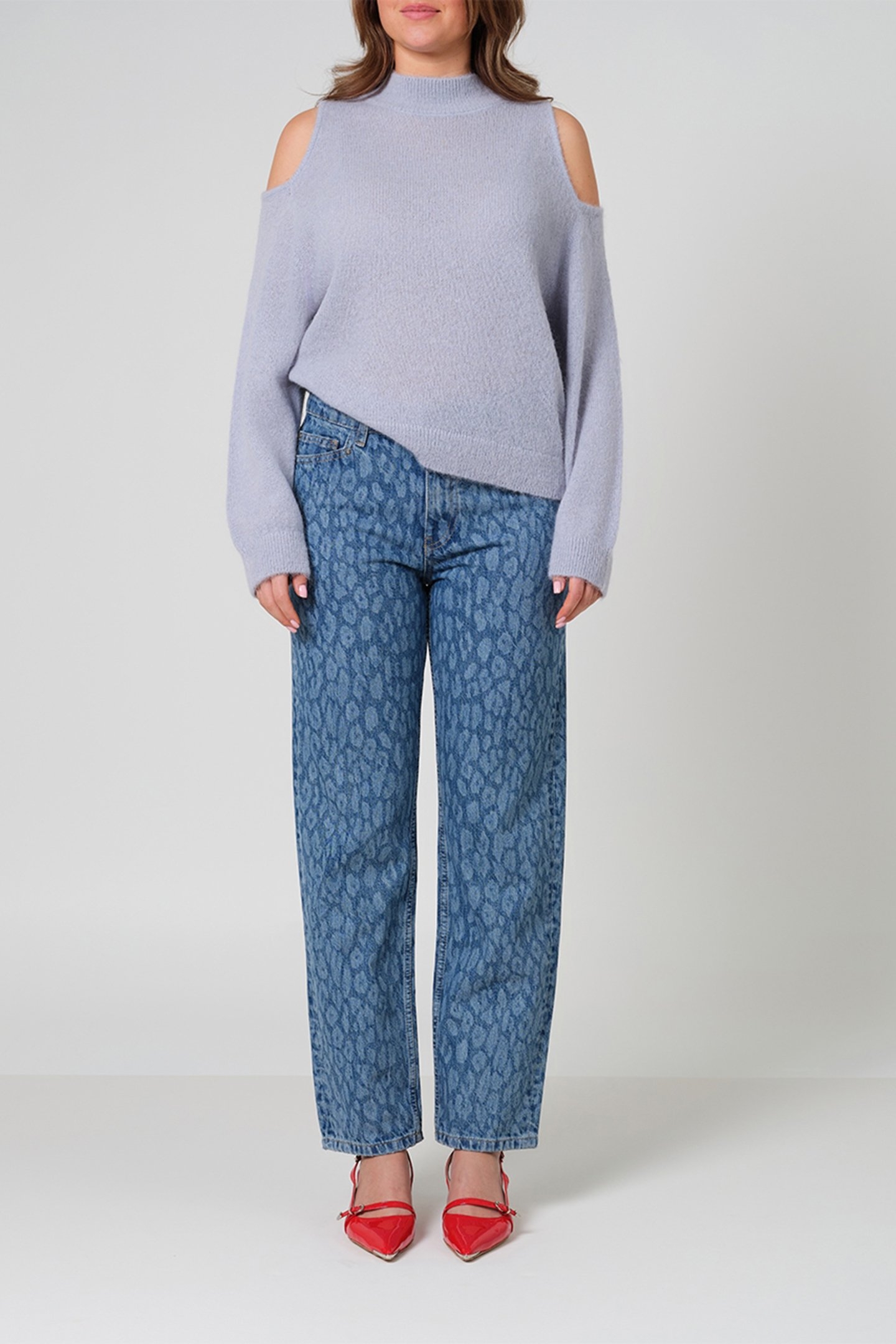 AXELLE LEOPARD STRAIGHT JEANS WASHED BLUE 1