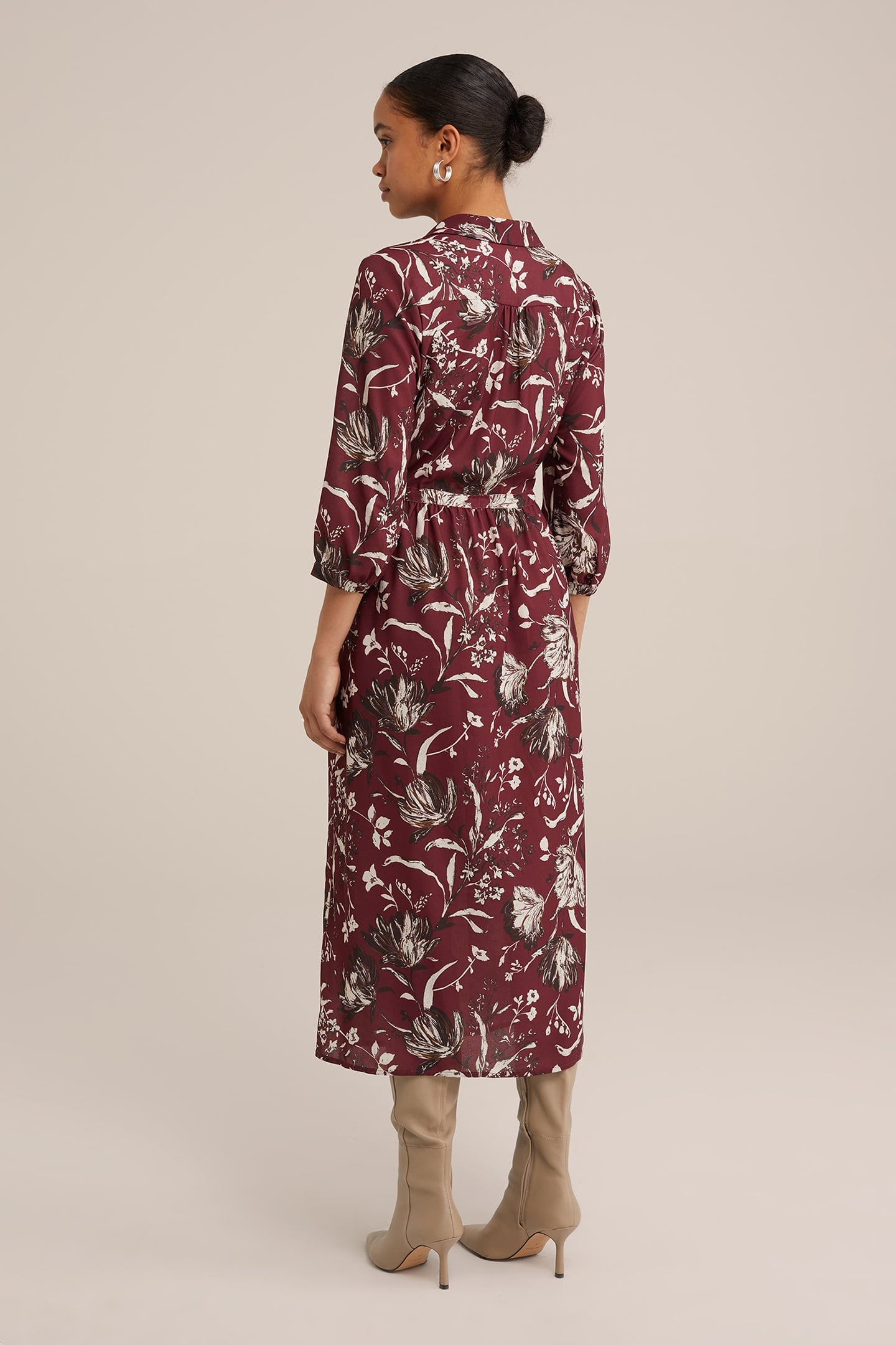 DRESS MID LENGTH BURGUNDY RED 2