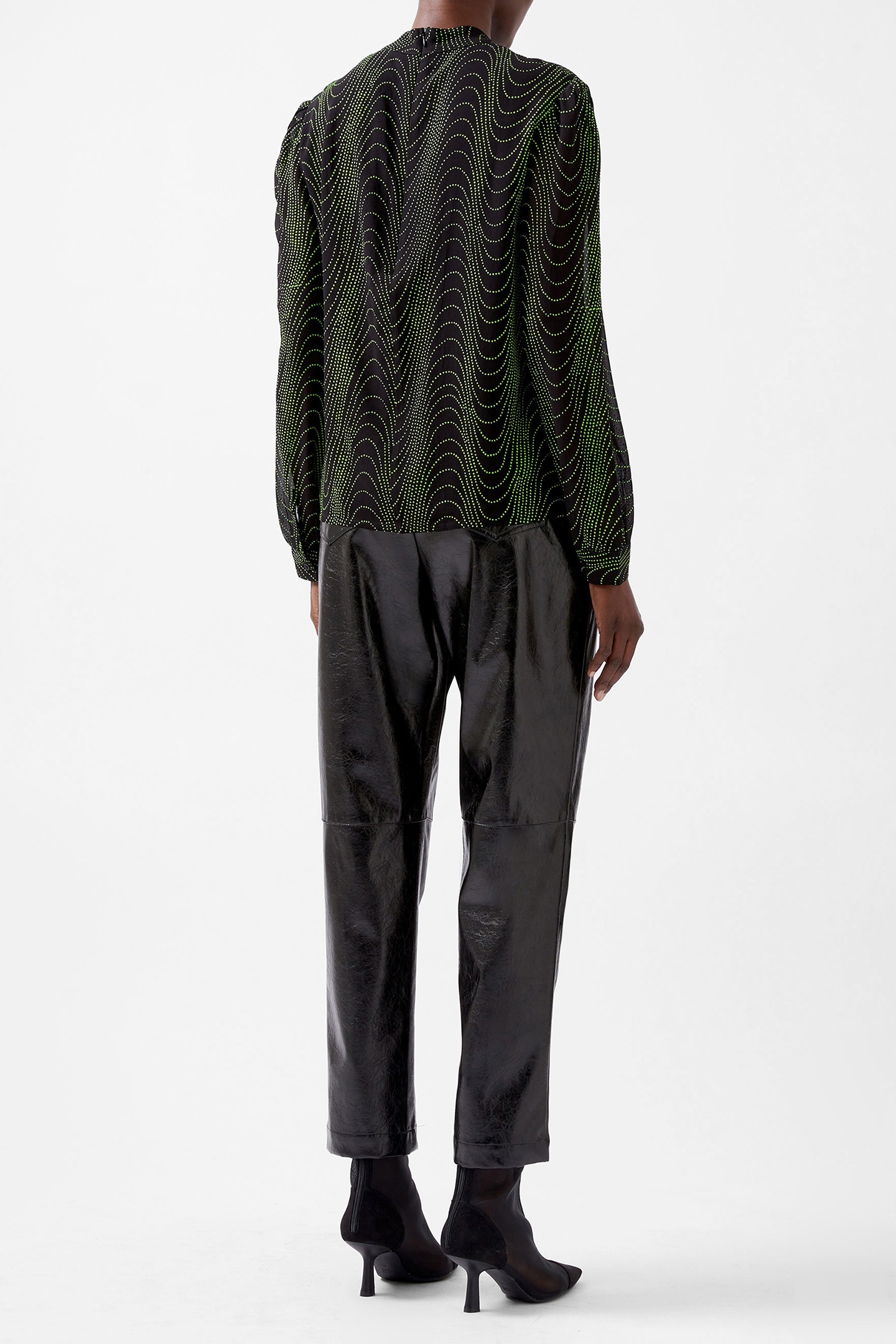 GRACE ALOHI LUREX LS BLOUSE BLACKOUT/VIVID GREEN 3