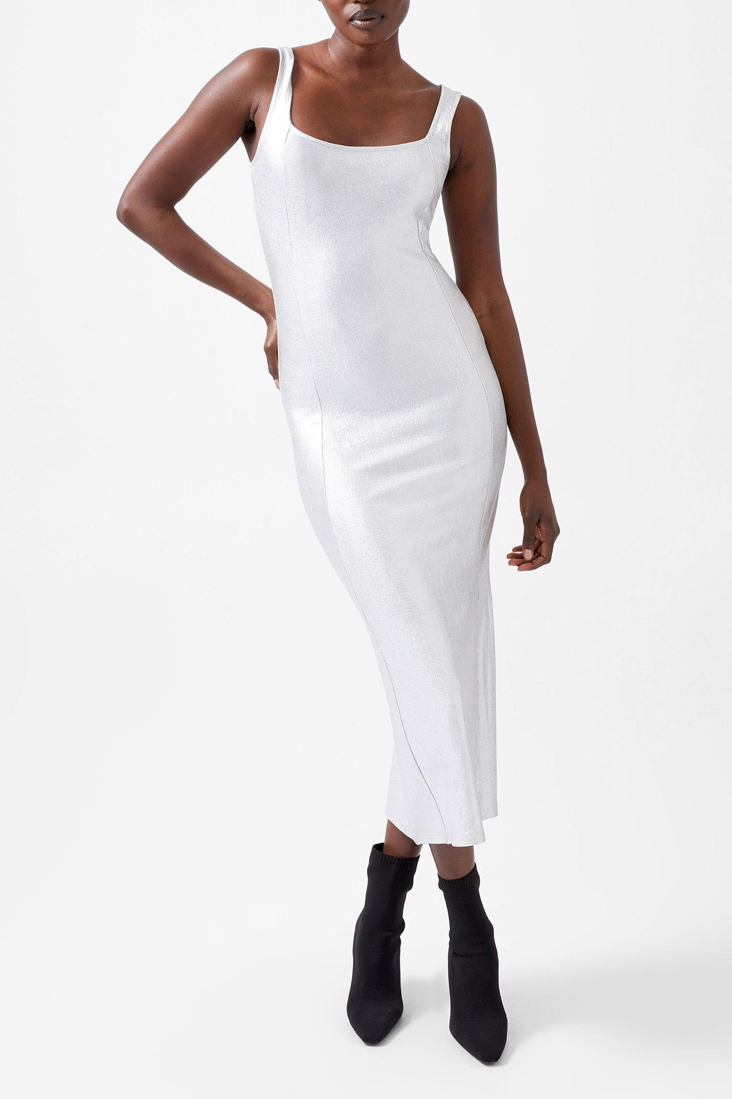 VISTA RIB FOIL COATED DRESS SILVER 1