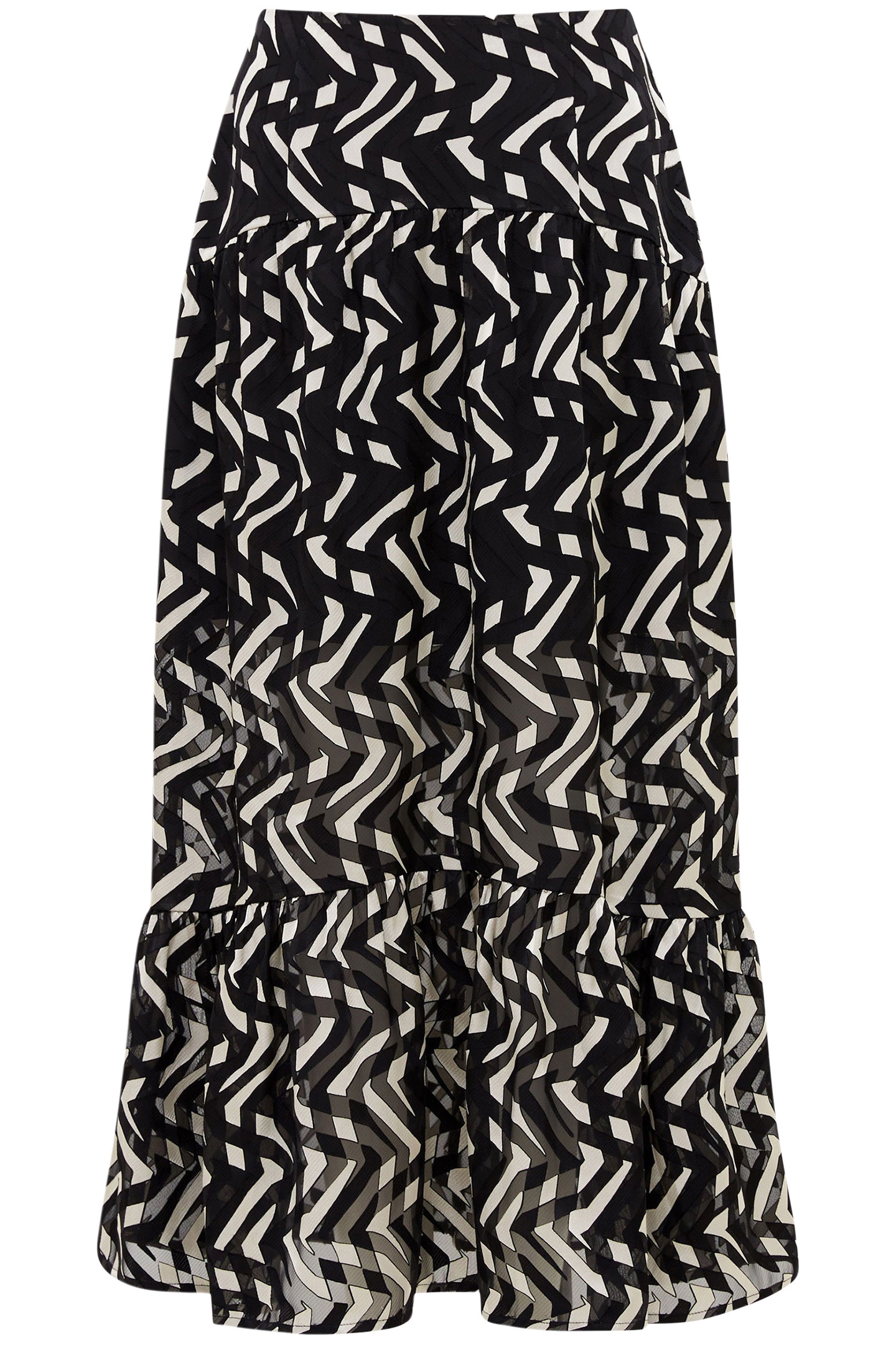 DIANDRA SATIN BURNOUT SKIRT BLACK/CREAM 3