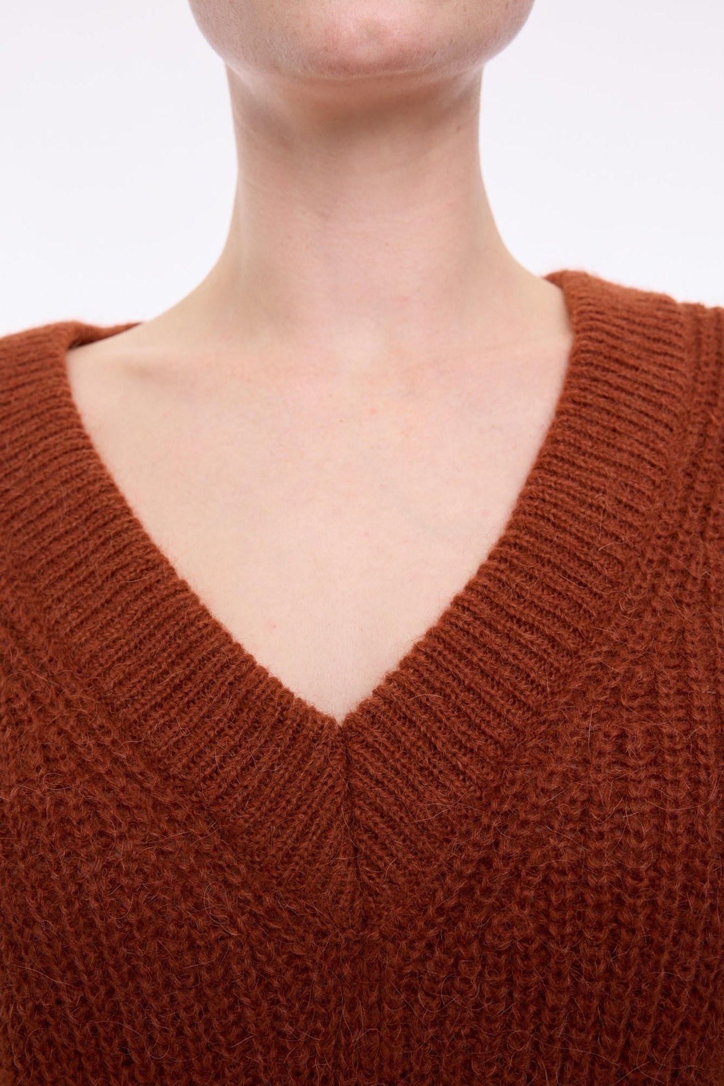 WOOL MAXI DRESS V-NECK HENNA 7