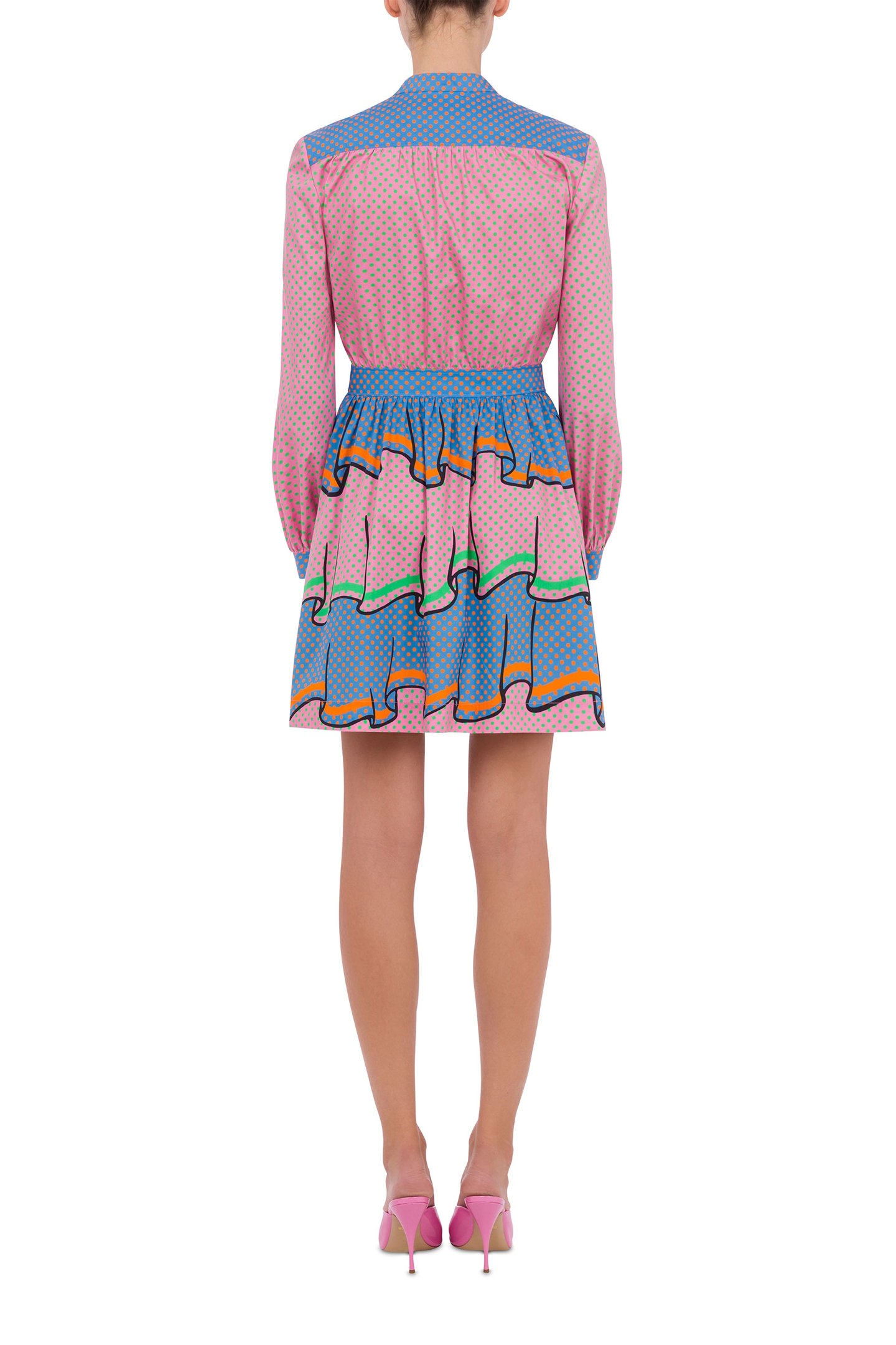 POLKA DOT DRESS IN TROMPE-L'ŒIL POPLIN PINK 2